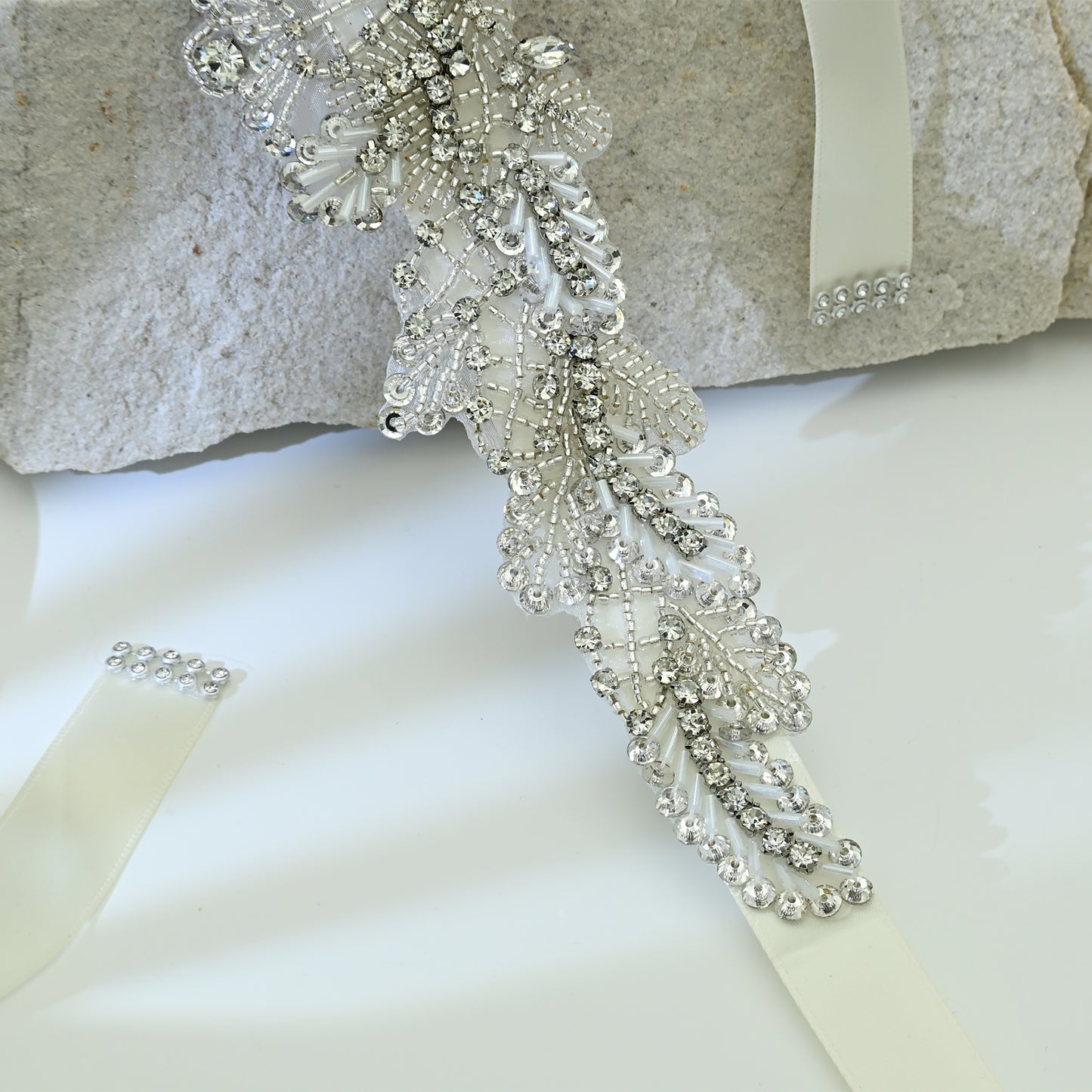 Bridella BS110 Off White Rhinestone Belt