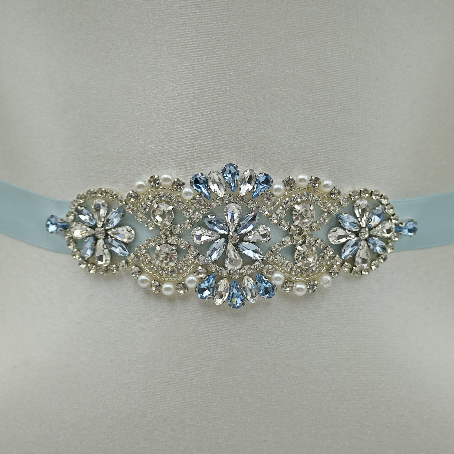 Bridella BS76QL Baby Blue Rhinestone Belt