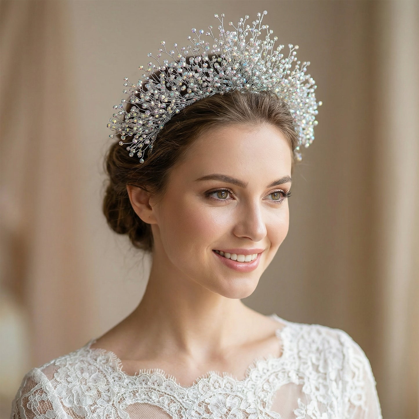 Colorful Rhinestone Bridal Crown Tiara - Bridella BHP193-Colorful