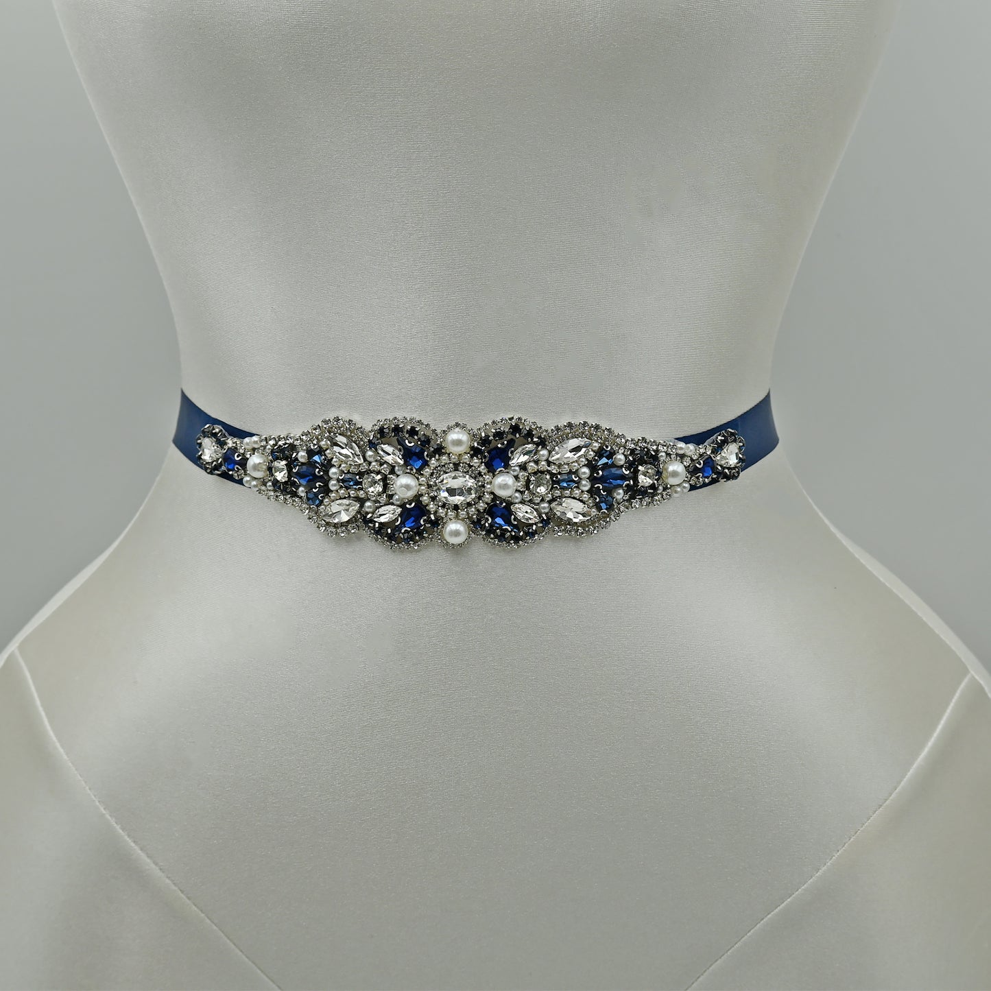 Bridella BS87ML Navy Rhinestone & Pearl Belt