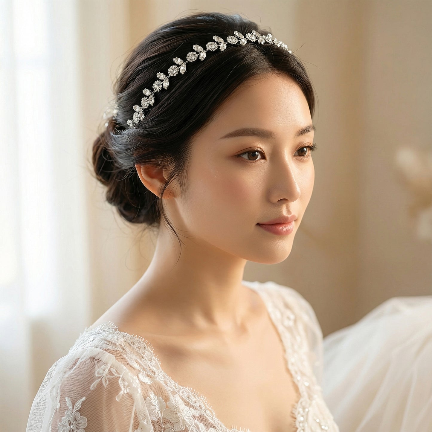 Bridella BHP309-S Sliver Rhinestone Crown