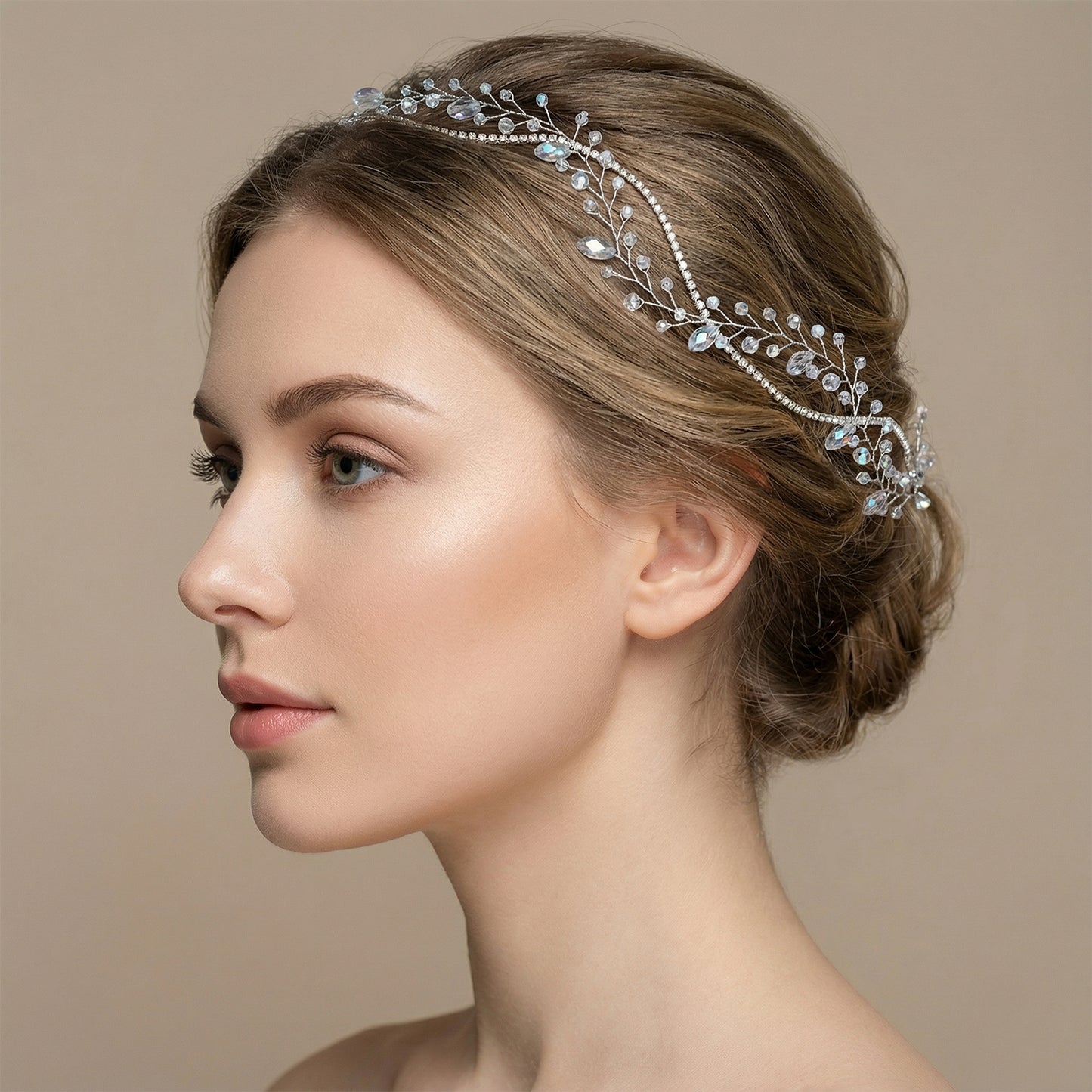 Bridella BHP93-S Silver Rhinestone Tiara
