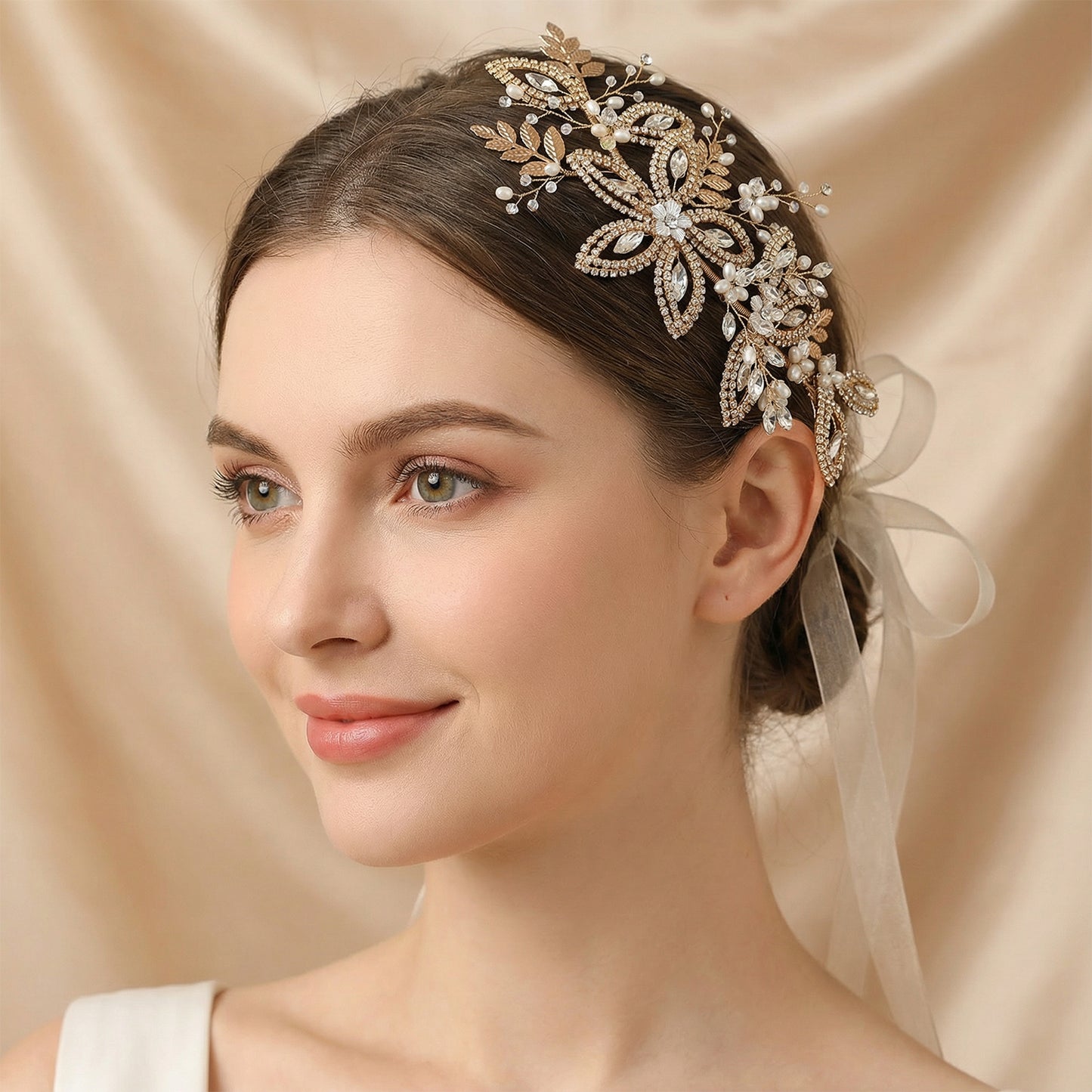 Bridella BHP305-G Gold Rhinestone Crown