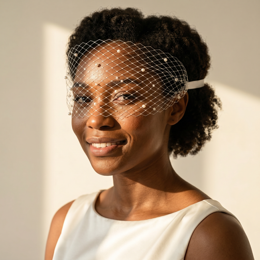Classic Pearl Bridal Veil Wedding Blusher Veil - Bridella BMA31