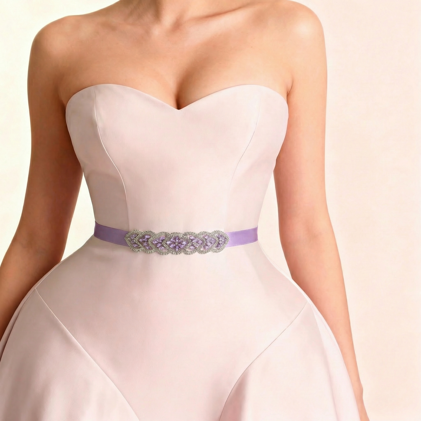 Lavender Rhinestone Bridal Sash Ribbon Wedding Dress Belt – Bridella BS248LA