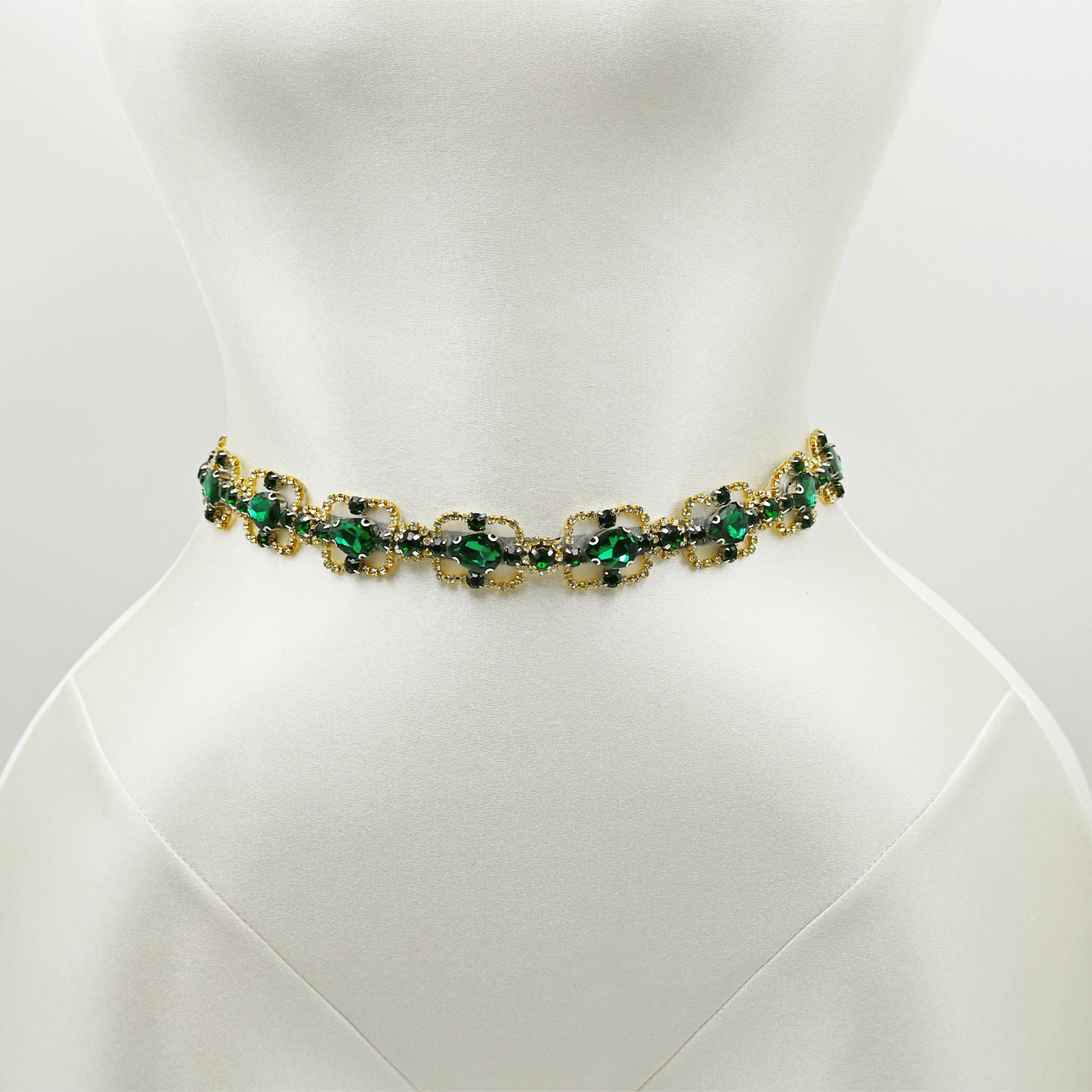Green Rhinestone & Pearl Belt for Wedding - Bridella BS218KL