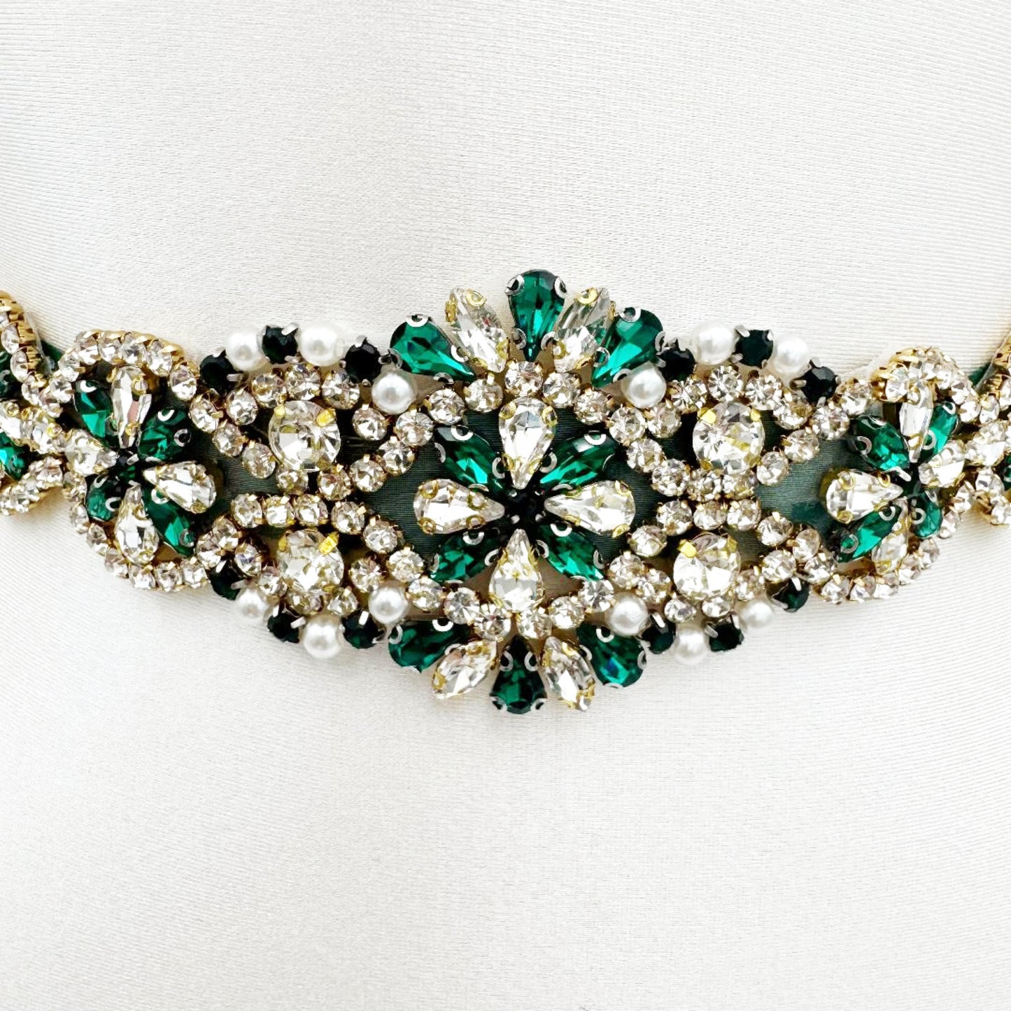 Emerald Rhinestone & Pearl Belt - Bridella BS161KL