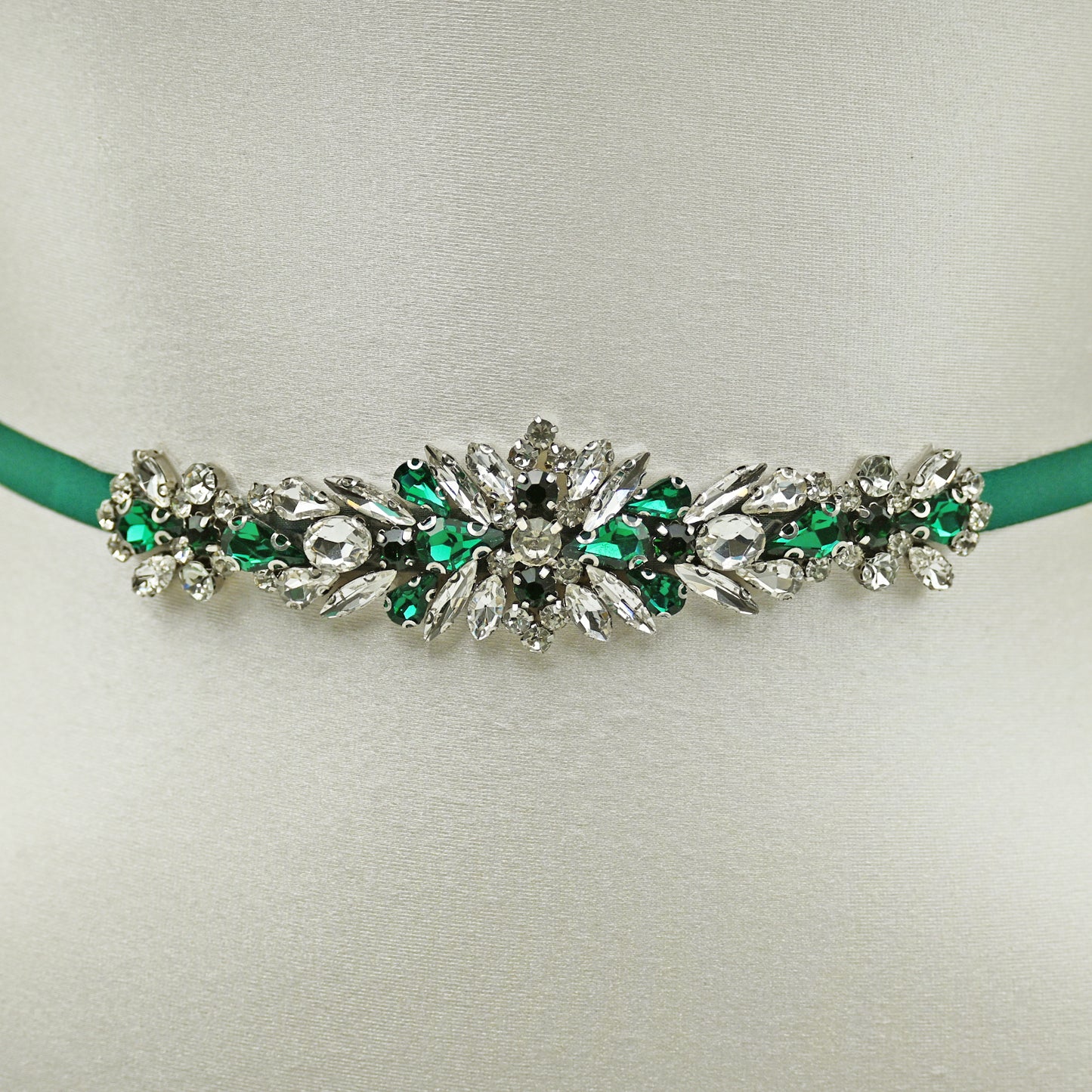 Green Rhinestone Bridal Belt Sash for Wedding - Bridella BS160KL