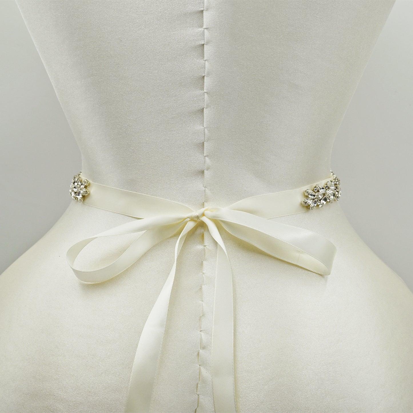 Off White Rhinestone Bridal Belt Wedding Sash - Bridella BS75