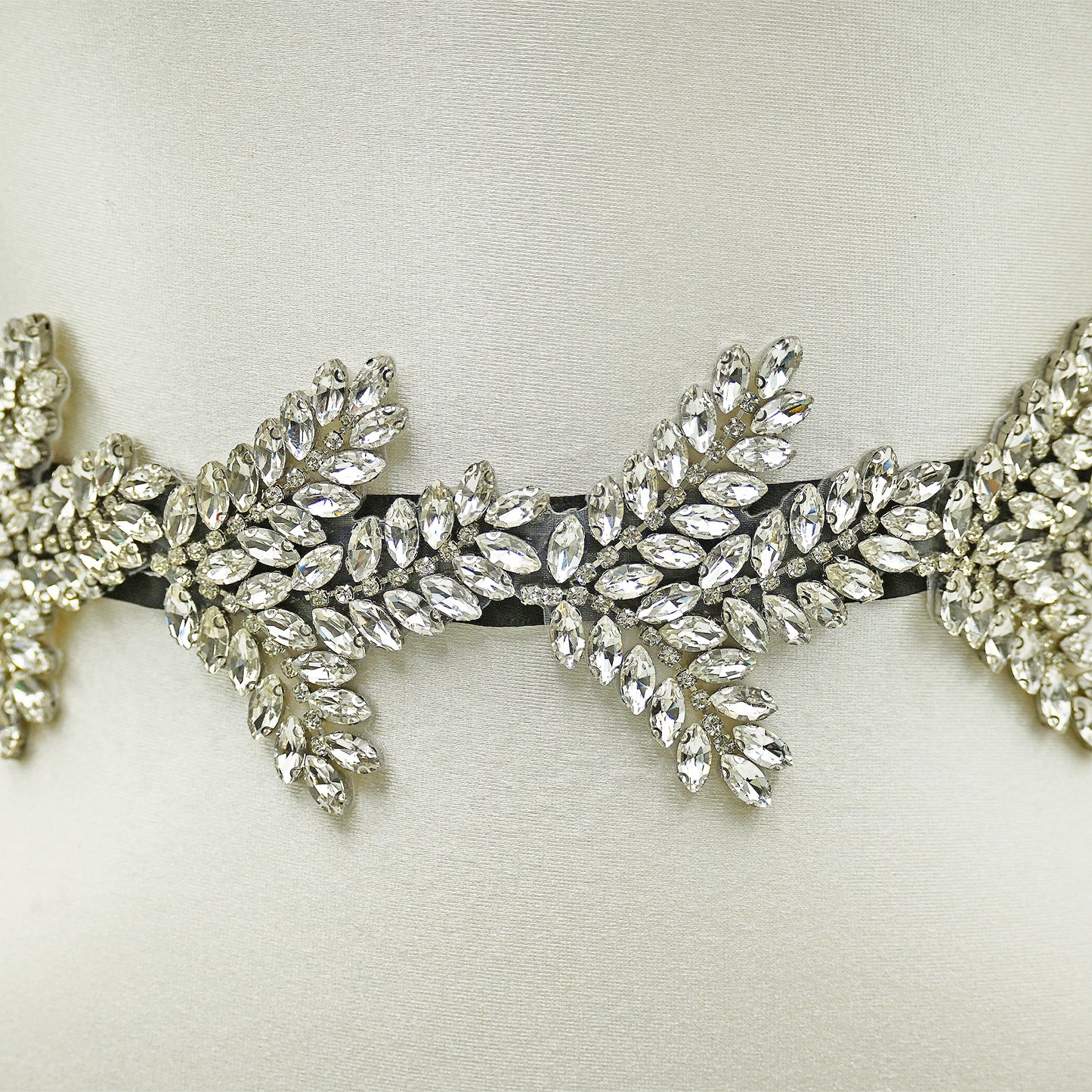 Crystal Leaf Silver Rhinestone Wedding Sash Forest & Garden Wedding Accessory - Bridella BS241