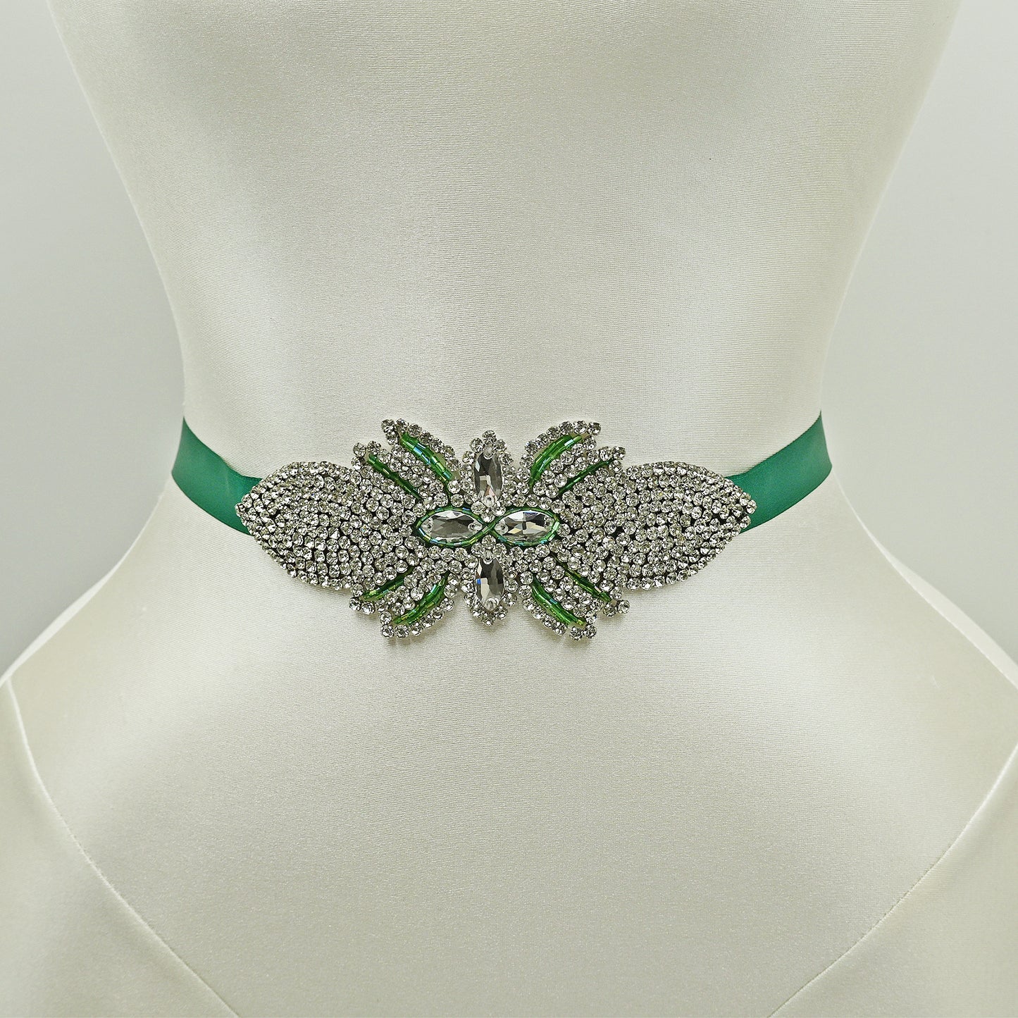 Emerald Green Rhinestone Bridal Sash Wedding Dress Belt – Bridella BS152KL