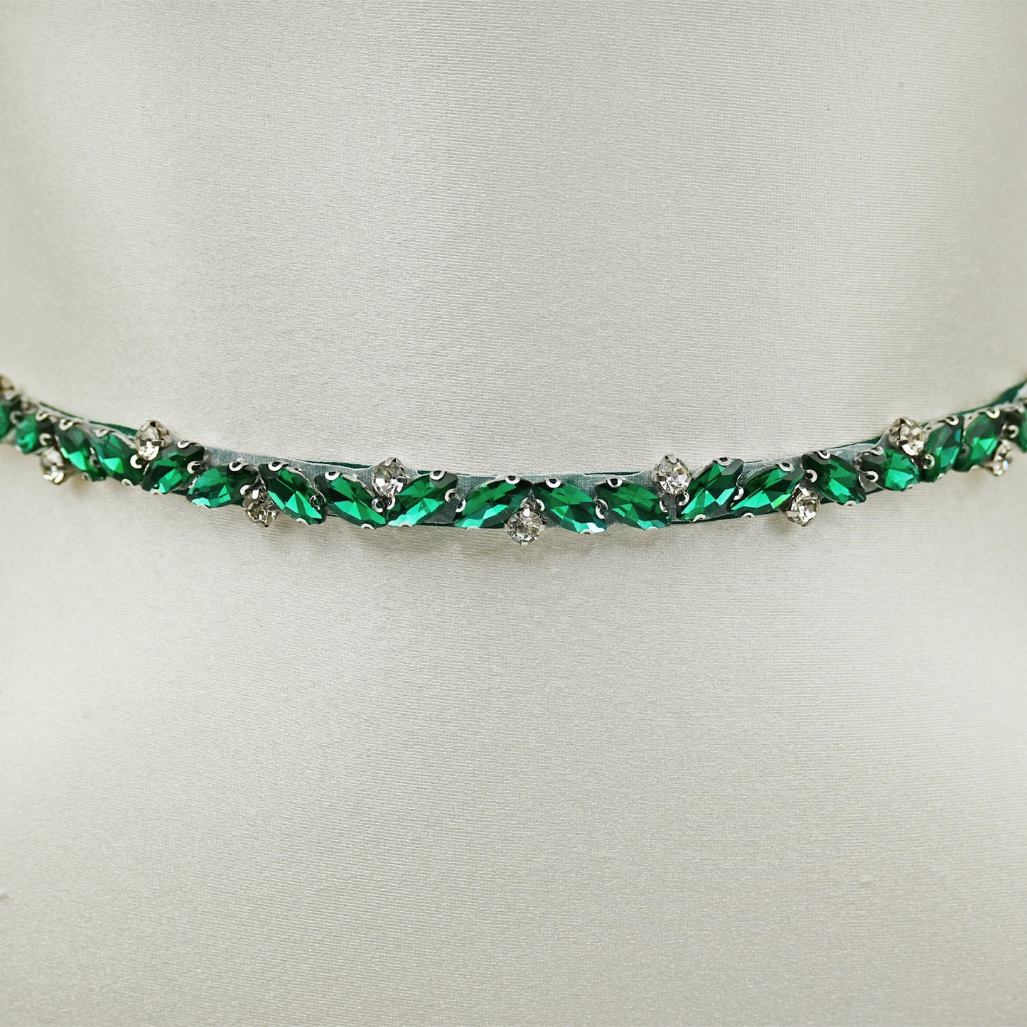 Green Rhinestone Bridal Belt Wedding Sash - Bridella BS149KL