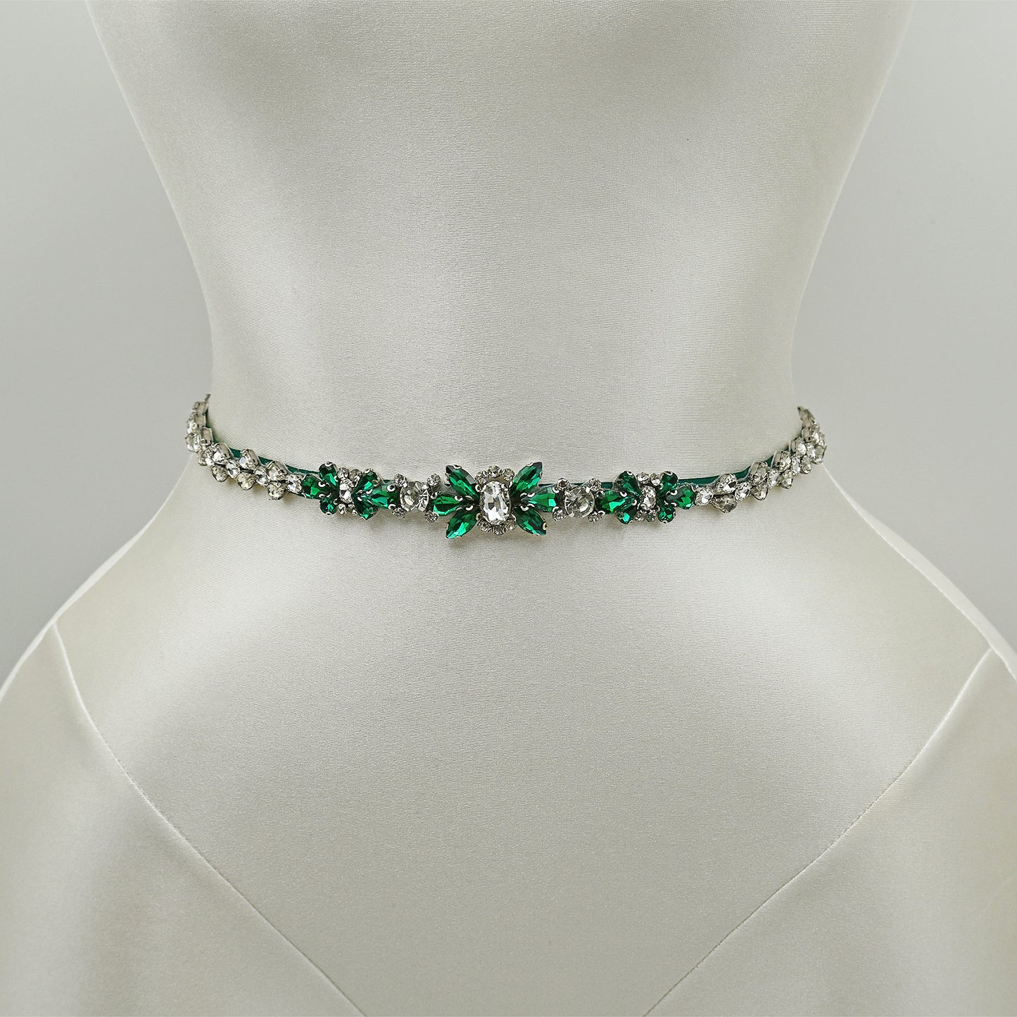 Green Rhinestone Bridal Belt Sash for Wedding - Bridella BS163KL