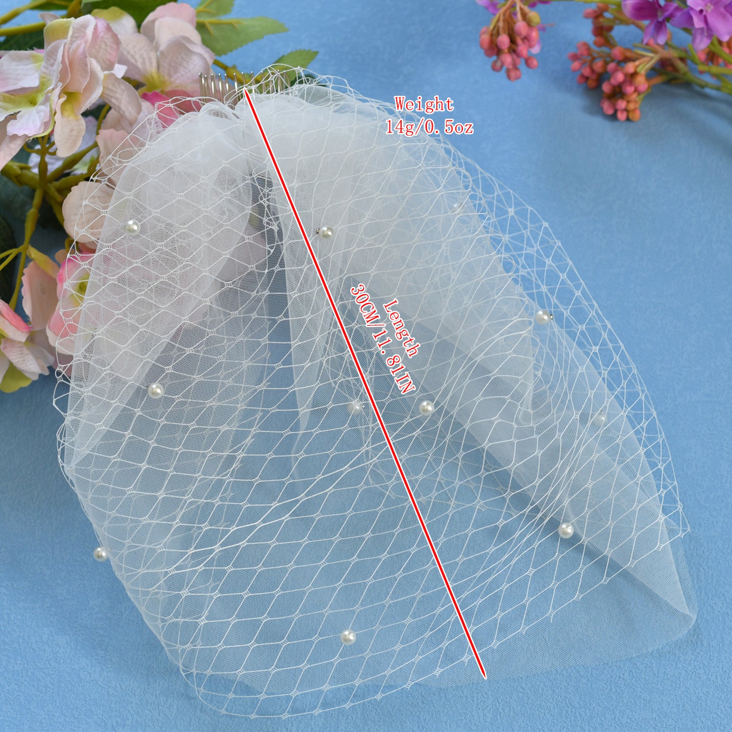 White Beaded Birdcage Bridal Veil Two Layer - Bridella BVA01