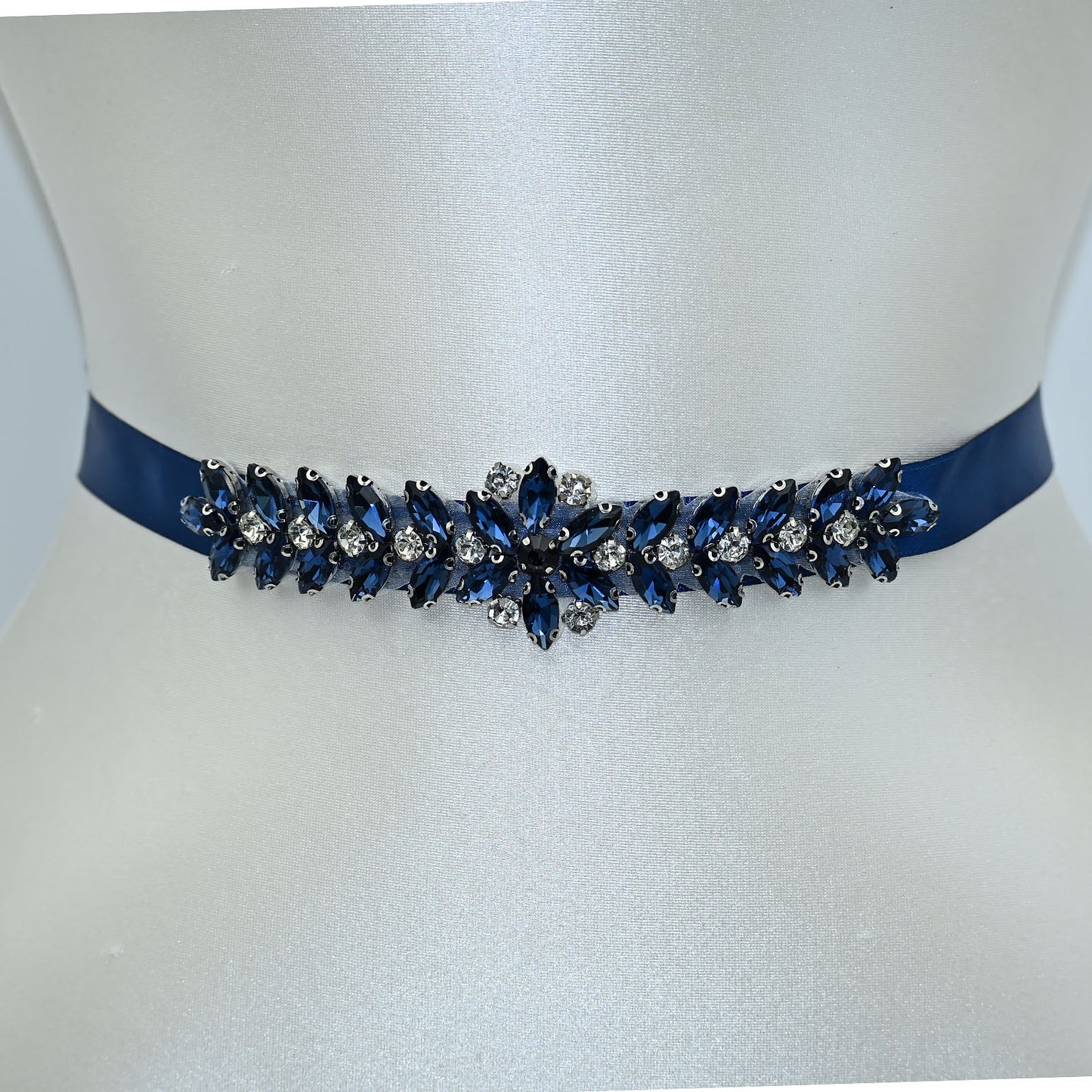 Navy Rhinestone Bridal Belt Wedding Sash – Bridella BS69ML