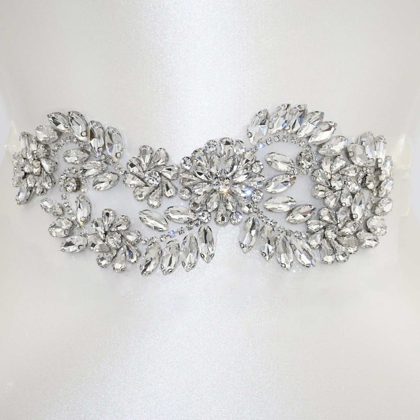 Bridella BS231 Ivory Rhinestone Belt
