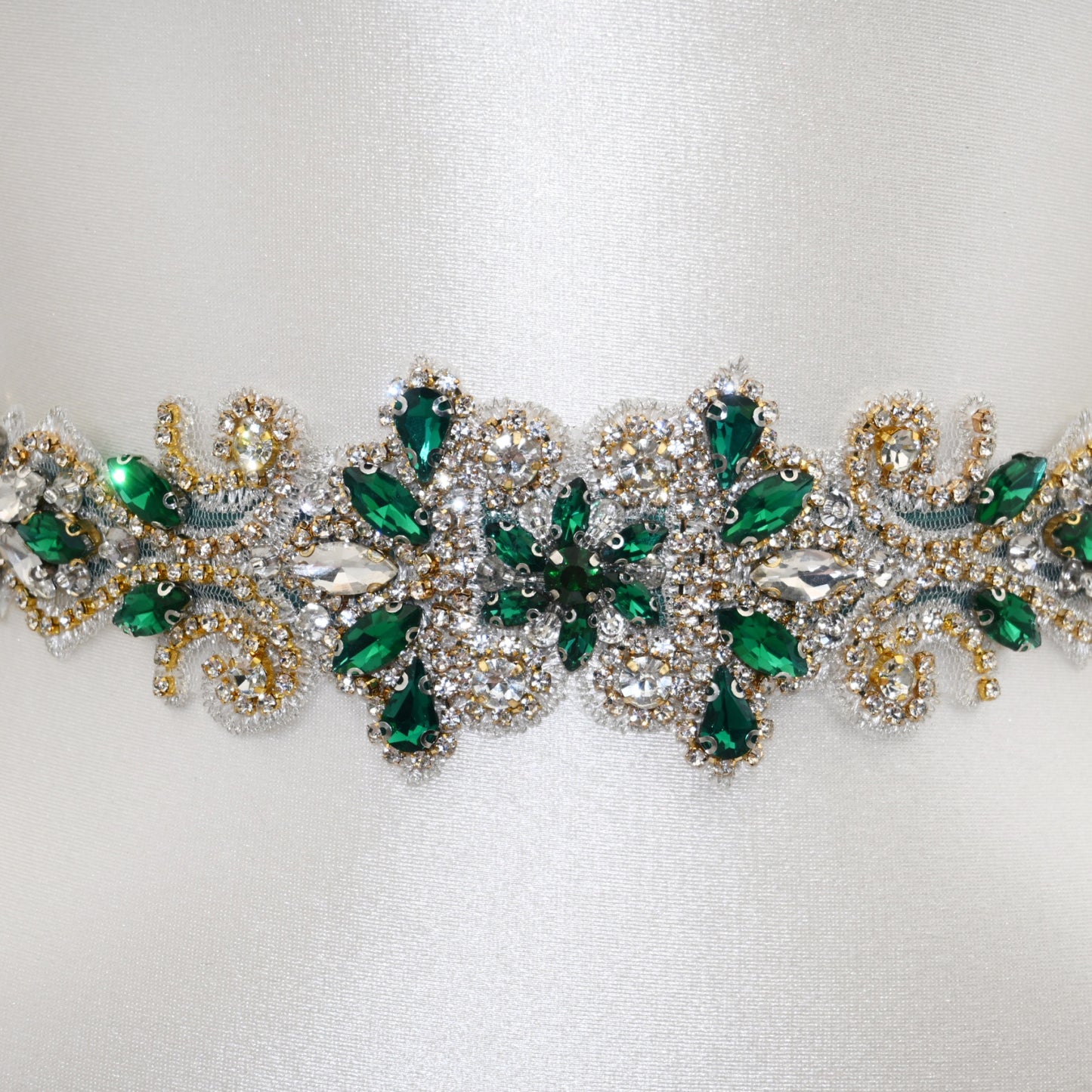Bridella BS12KL Emerald Rhinestone Belt
