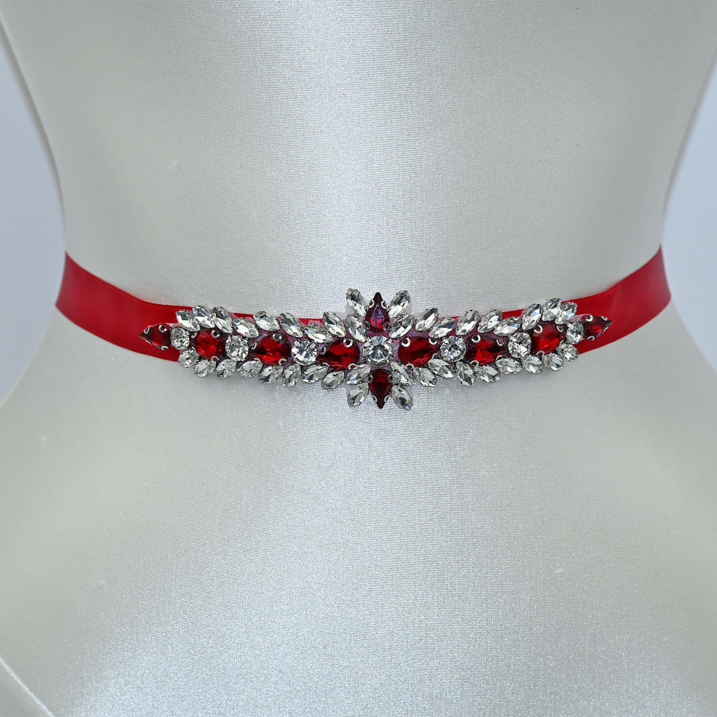 Bridella BS191R-Wine Red Burgundy Rhinestone Belt