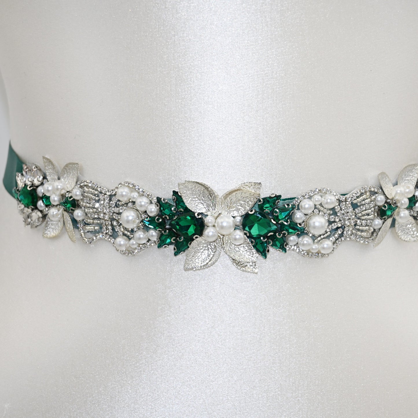 Green Rhinestone Bridal Belt Wedding Sash – Bridella BS65KL
