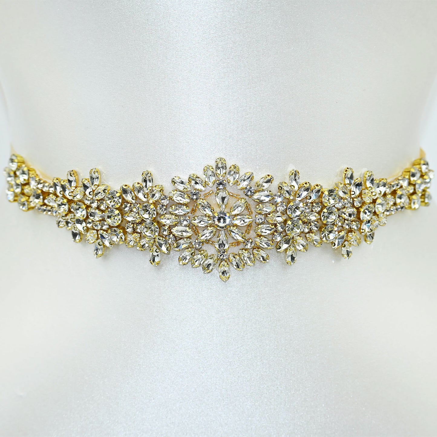 Champagne Rhinestone Bridal Dress Belt for Wedding - Bridella BS319-G