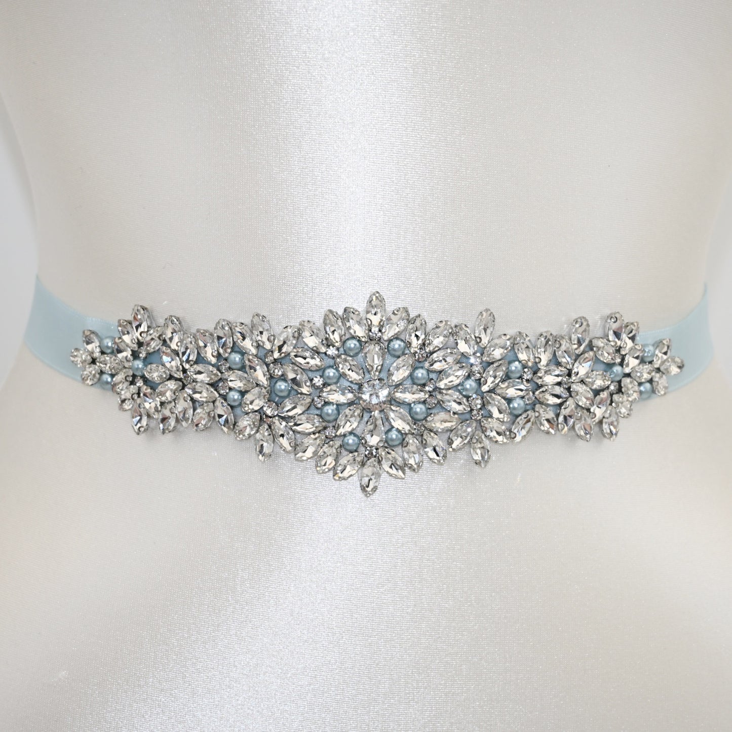 Bridella BS121 Light Blue Rhinestone & Pearl Accessory