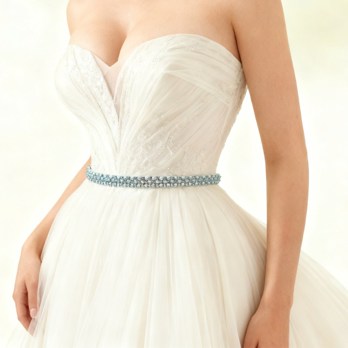 Bridella BS134L White Rhinestone & Pearl Belt