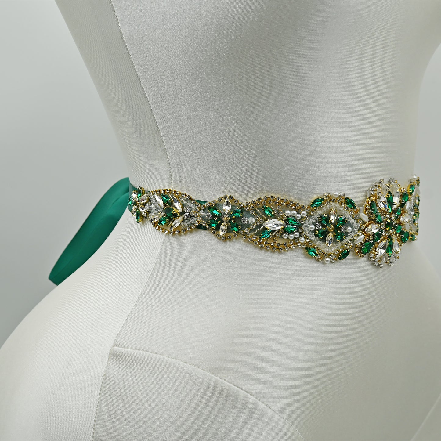 Bridella BS433GKL Green Rhinestone & Pearl Accessory