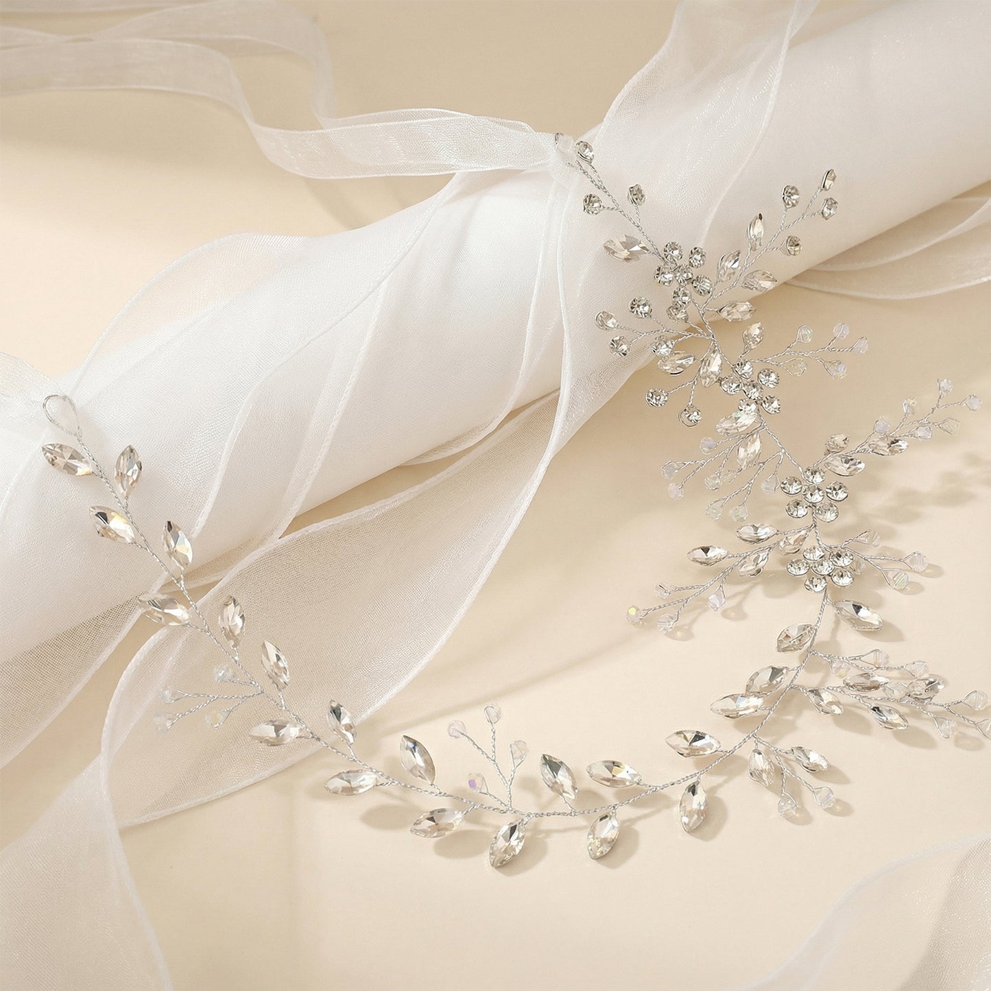 Bridella BHP65-S Silver Rhinestone & Crystal Headband