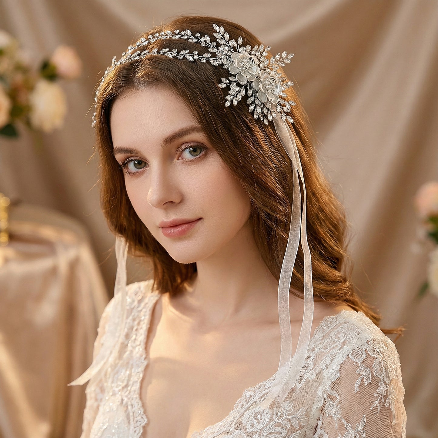 Bridella BHP284-S Silver Rhinestone Crown