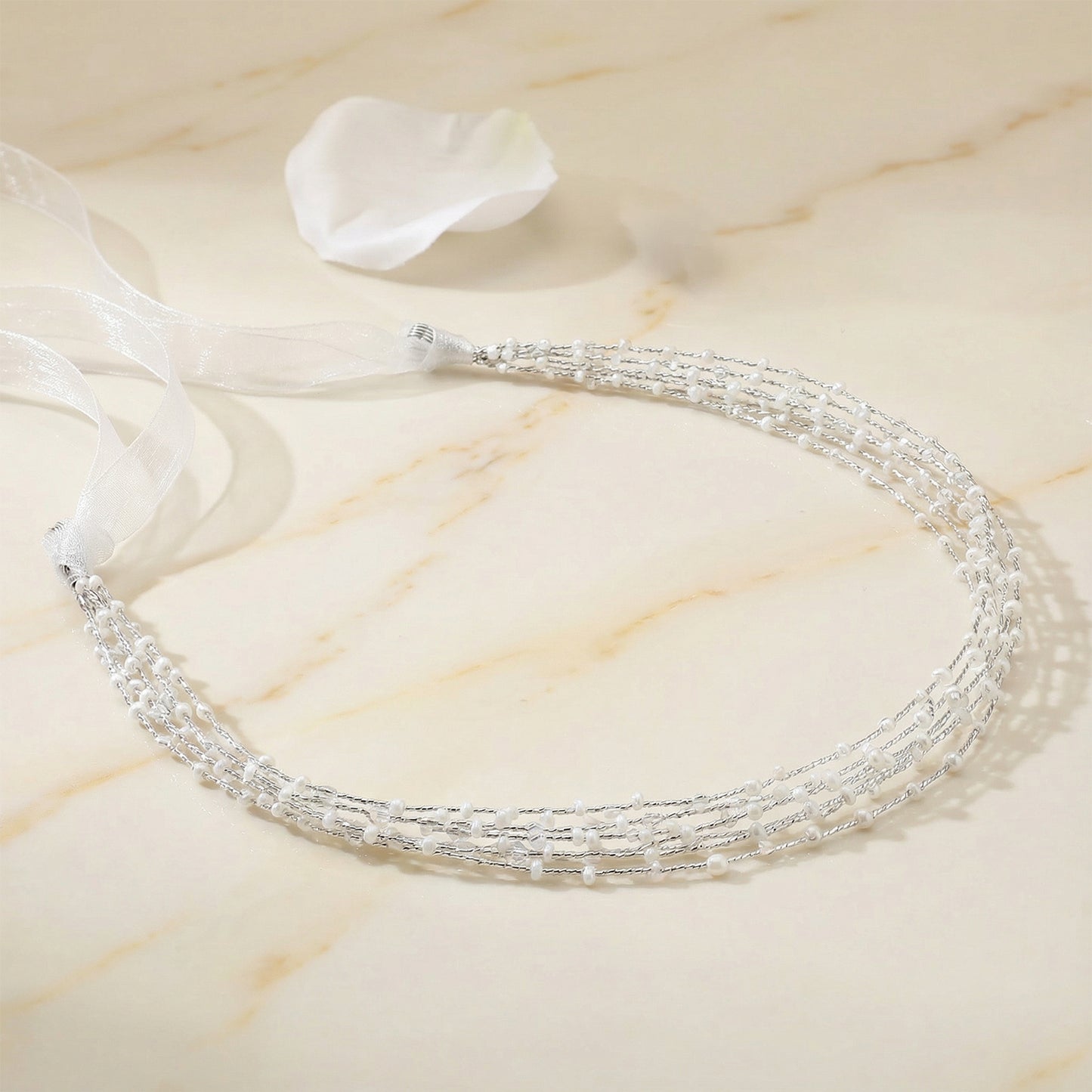 Bridella BHP28-S Silver Bead Headband