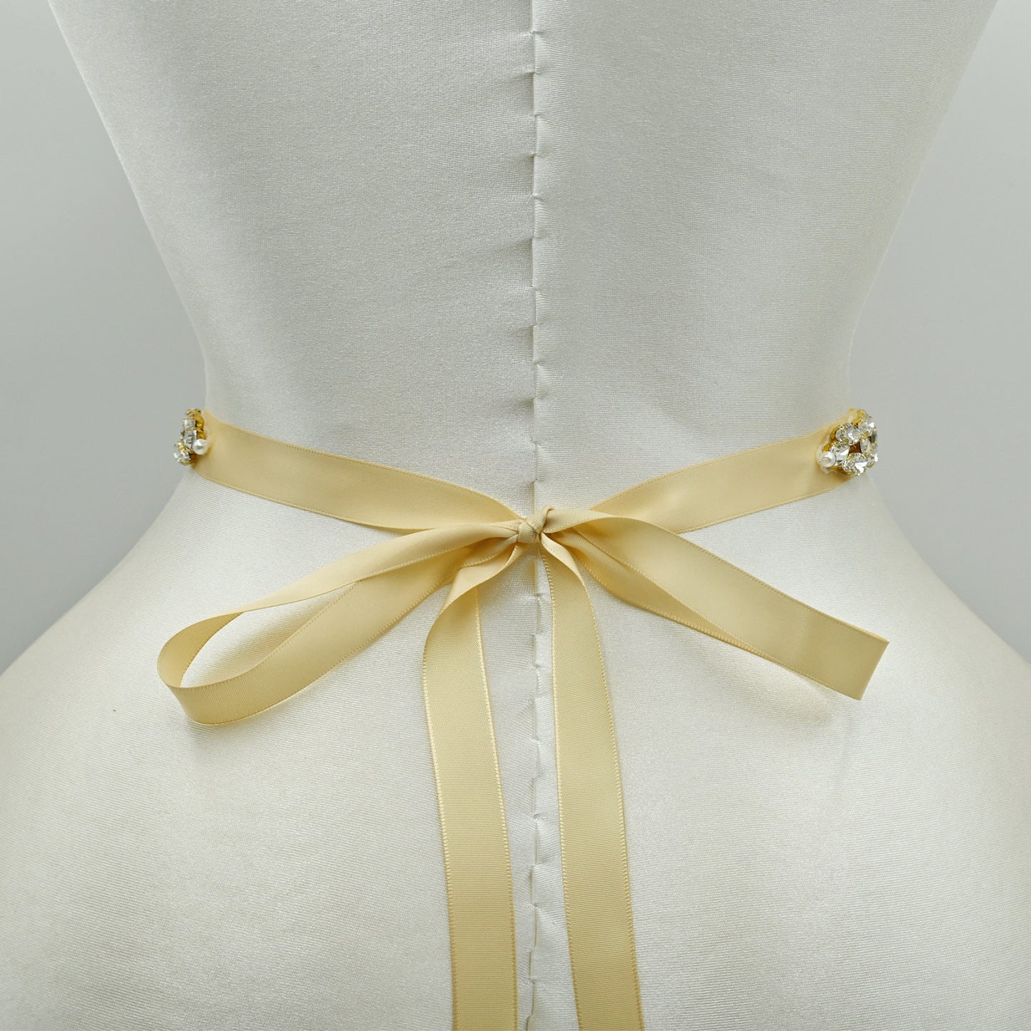 Bridella BS131G Ivory Rhinestone Belt