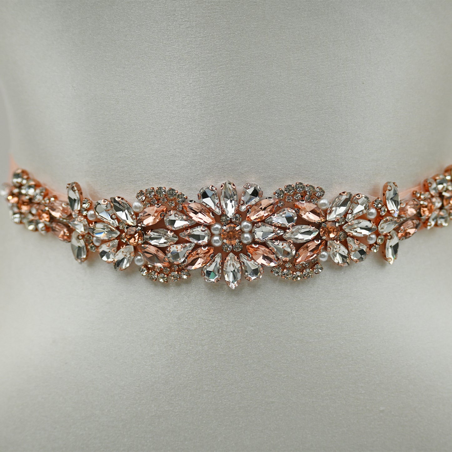 Bridella BS423 Rose Gold Rhinestone Belt