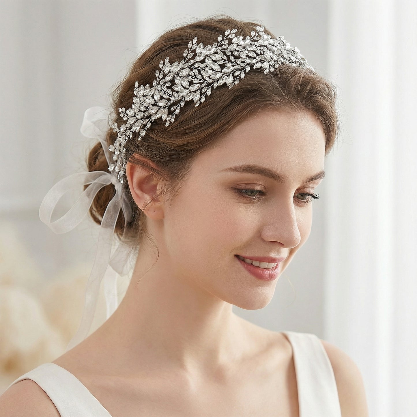Bridella BHP304-S Silver Rhinestone Tiara