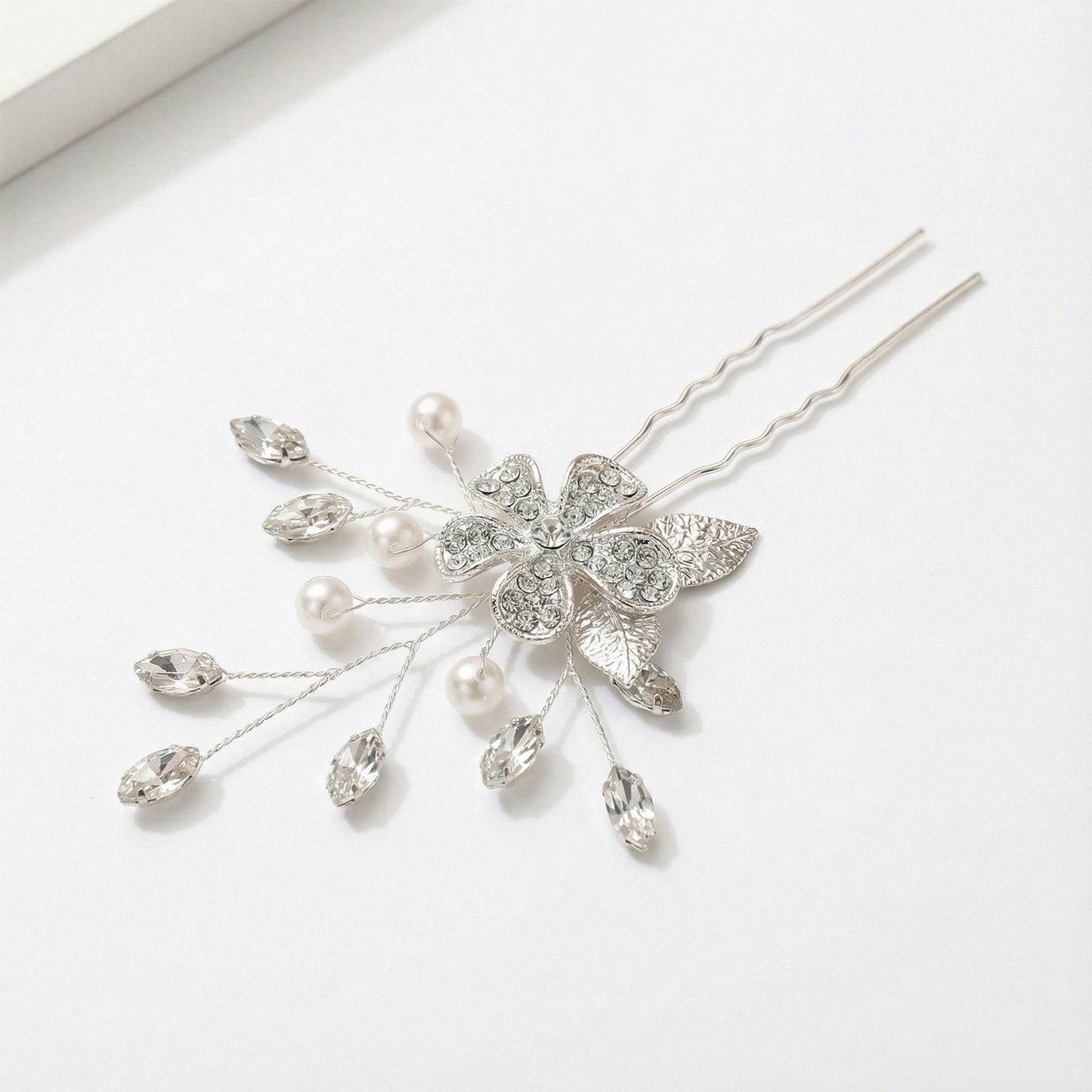 Bridella BHP506-S Silver Rhinestone & Pearl Headwear