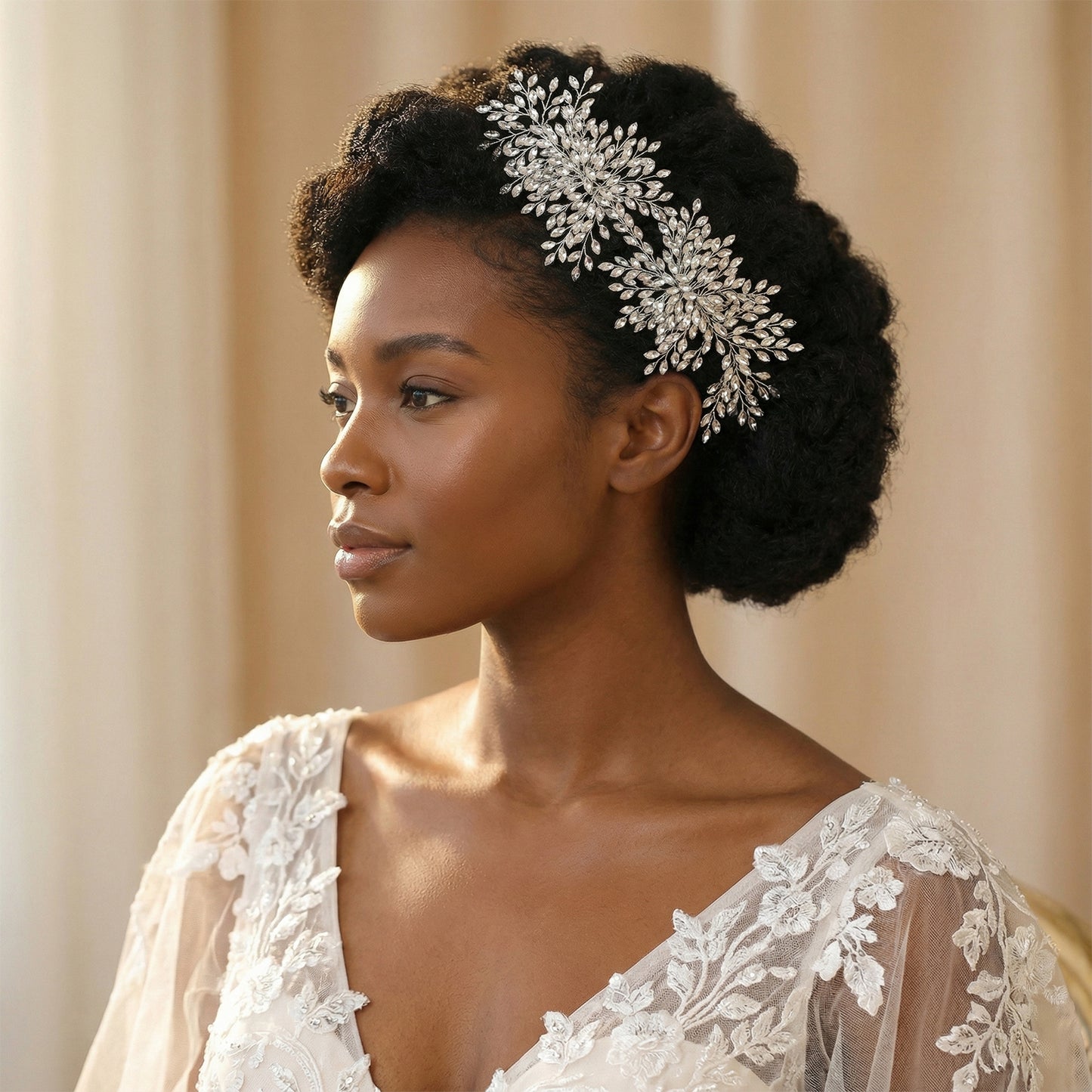 Bridella BHP392-S Silver Rhinestone Hair Comb