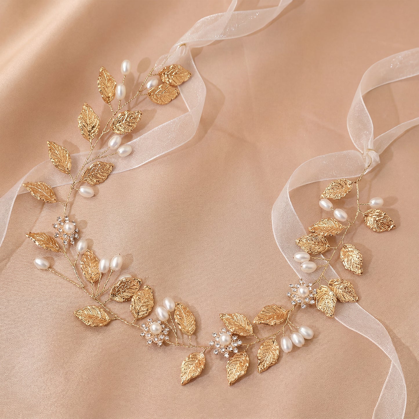 Bridella BHP110 Gold Pearl & Alloy Headband