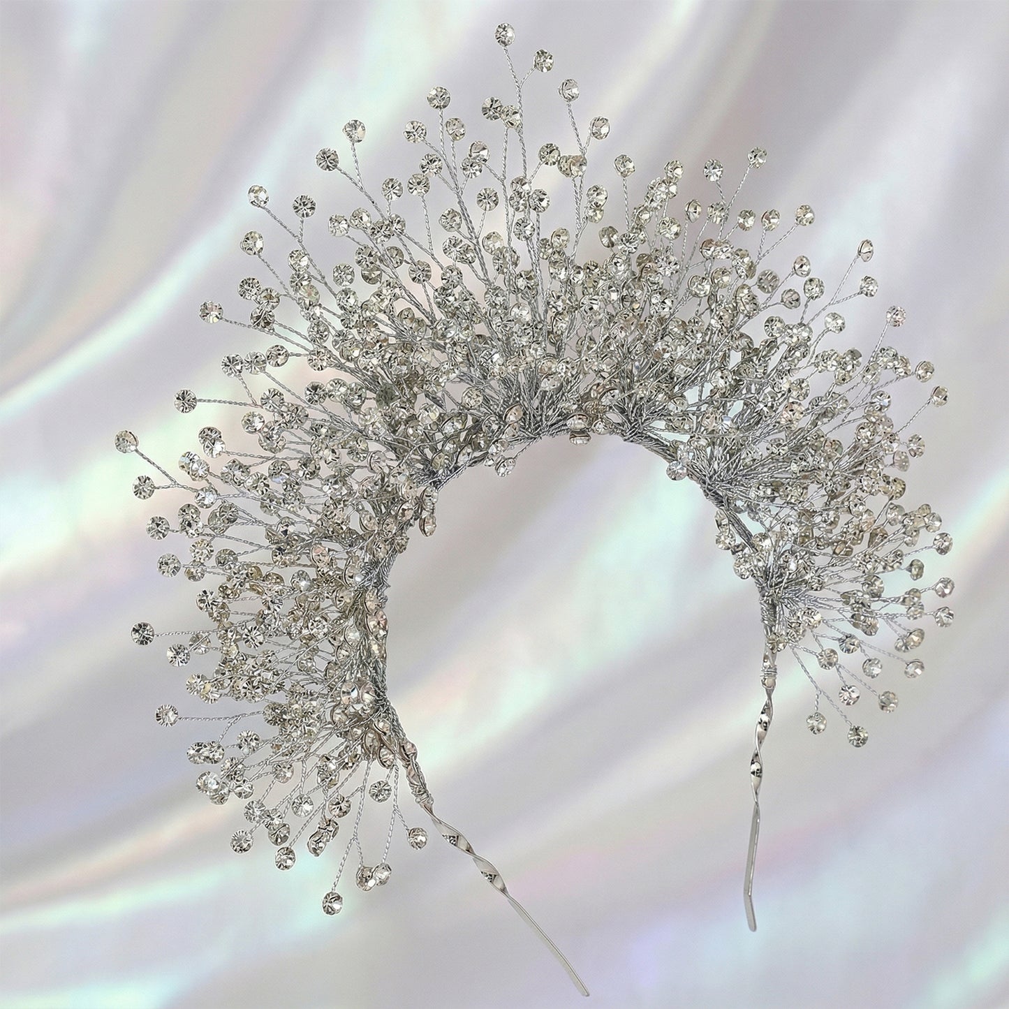 Sliver Rhinestone Bridal Tiara Crown - Bridella BHP193-S