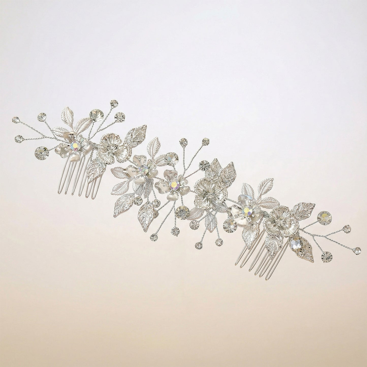 Bridella BHP523-S Silver Rhinestone & Pearl Tiara