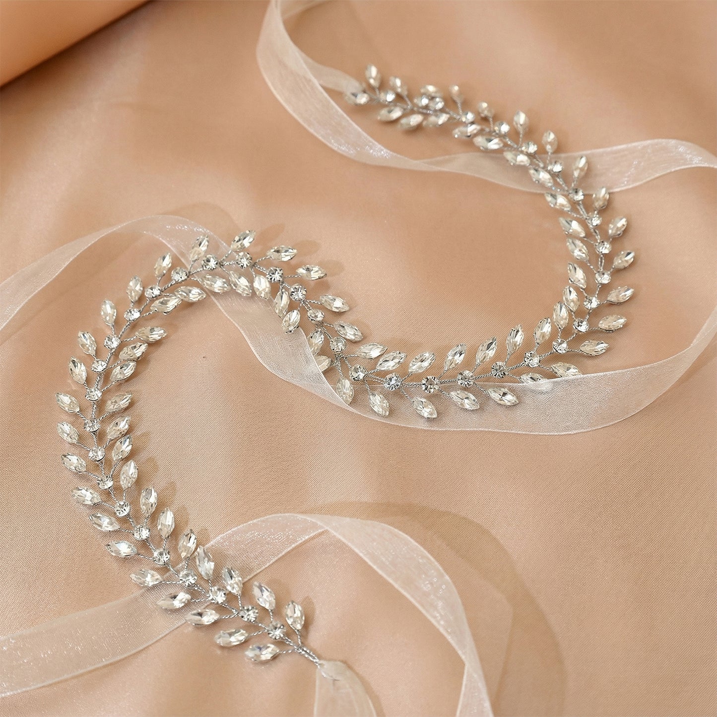 Silver Rhinestone Bridal Headband Wedding Hairpiece - Bridella BHP394