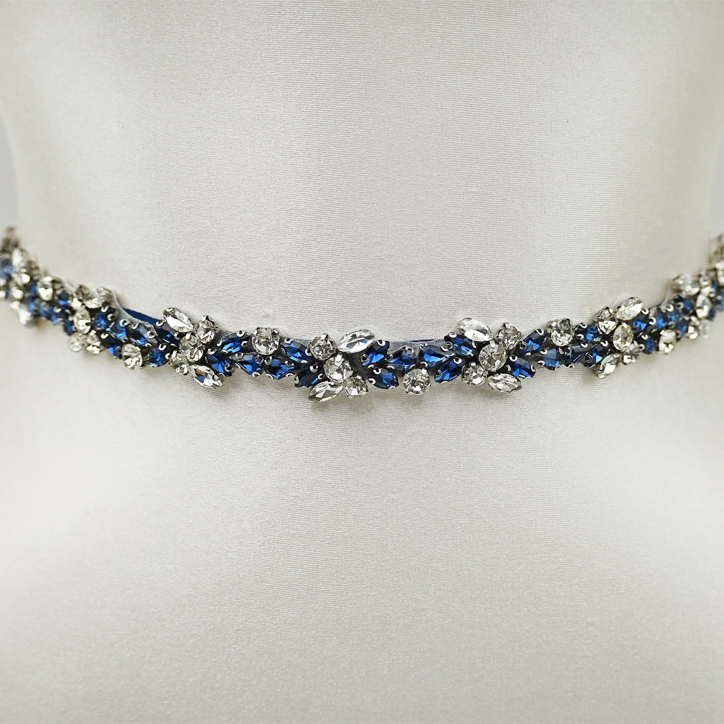 Navy Rhinestone Bridal Dress Belt for Wedding - Bridella BS437ML