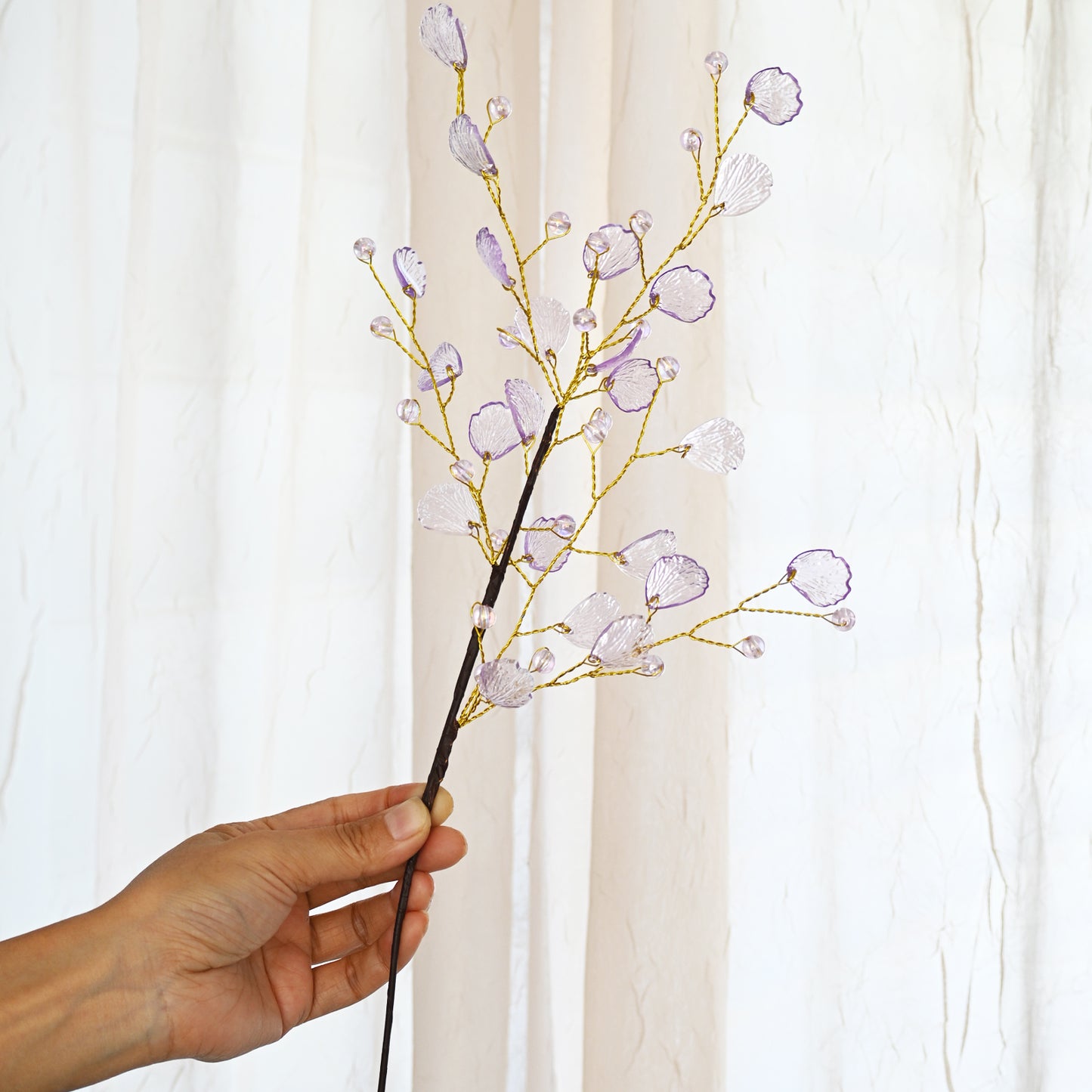 Handmade Crystal Bead Ginkgo Leaf Artificial Flower Stems K107
