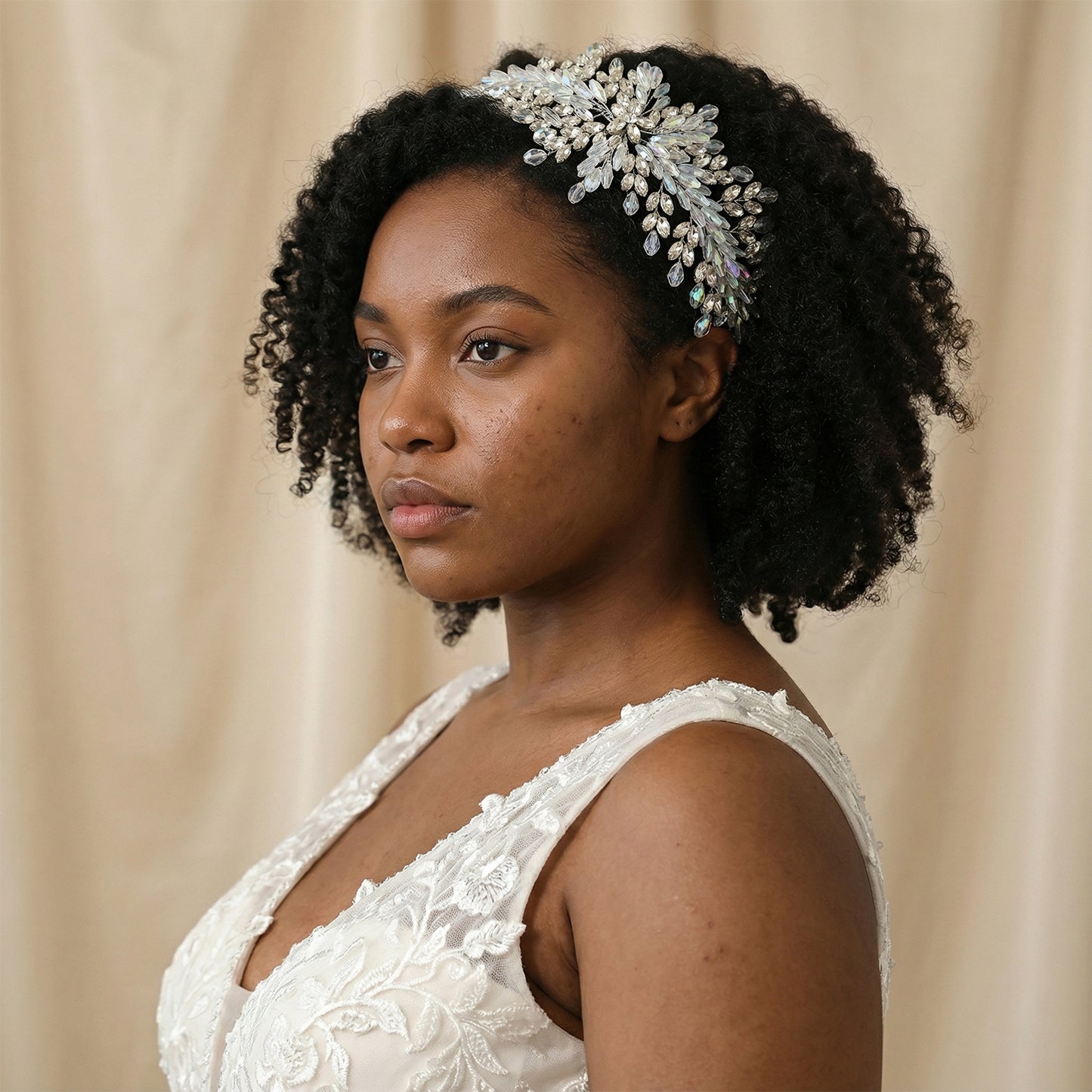 Bridella BHP539-S Silver Rhinestone & Crystal Headband