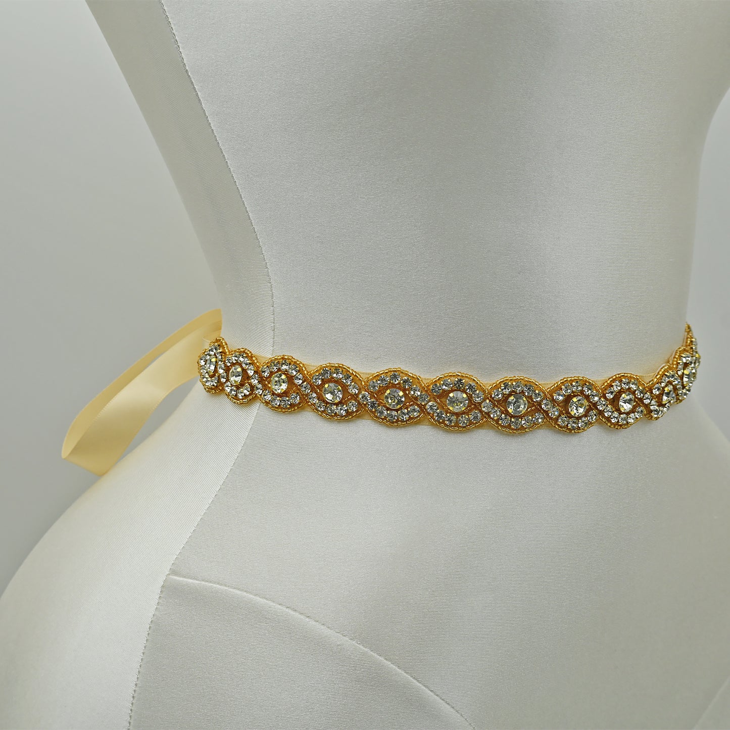 Bridella BS28G Champagne Rhinestone Belt