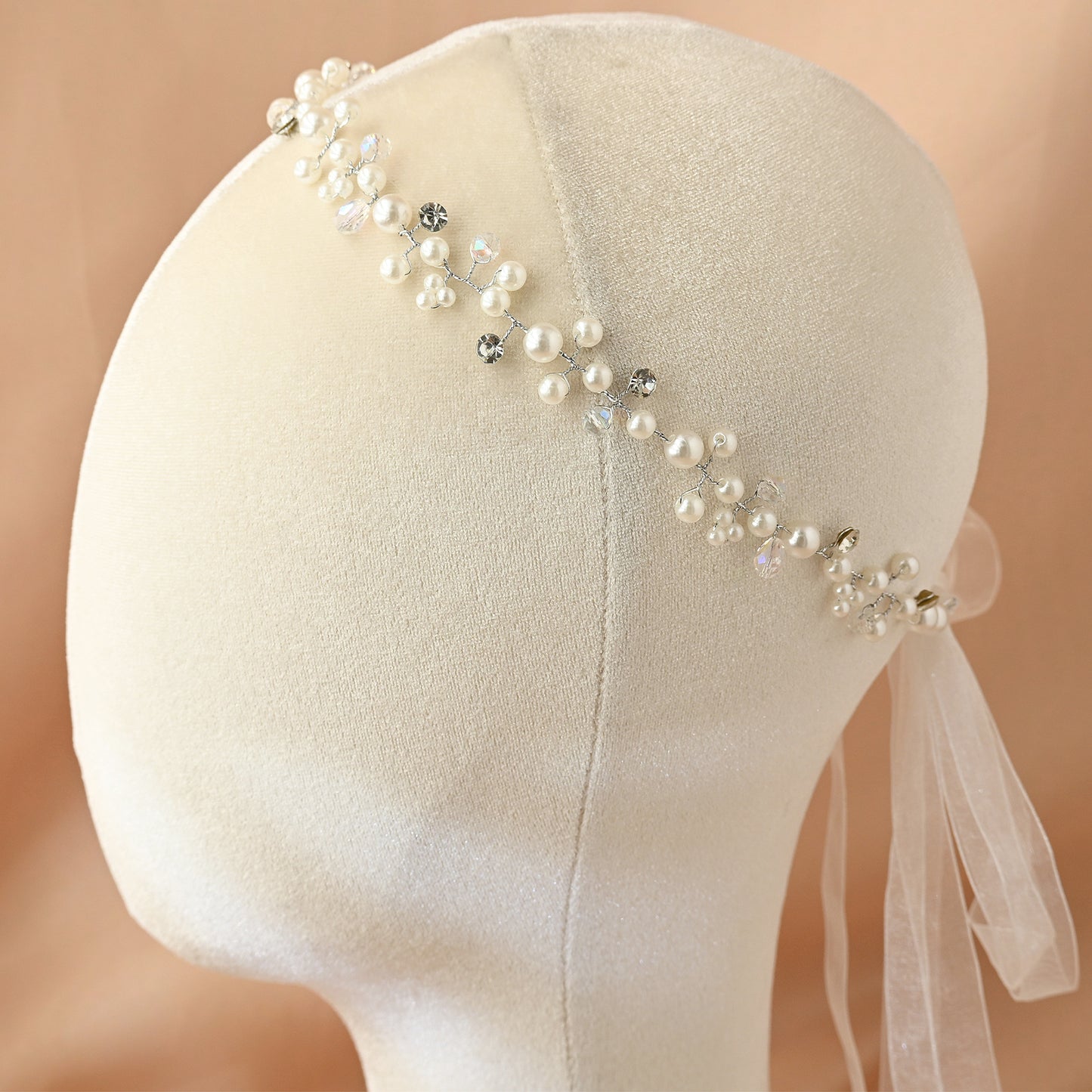 Bridella BHP03-S Silver Pearl Tiara