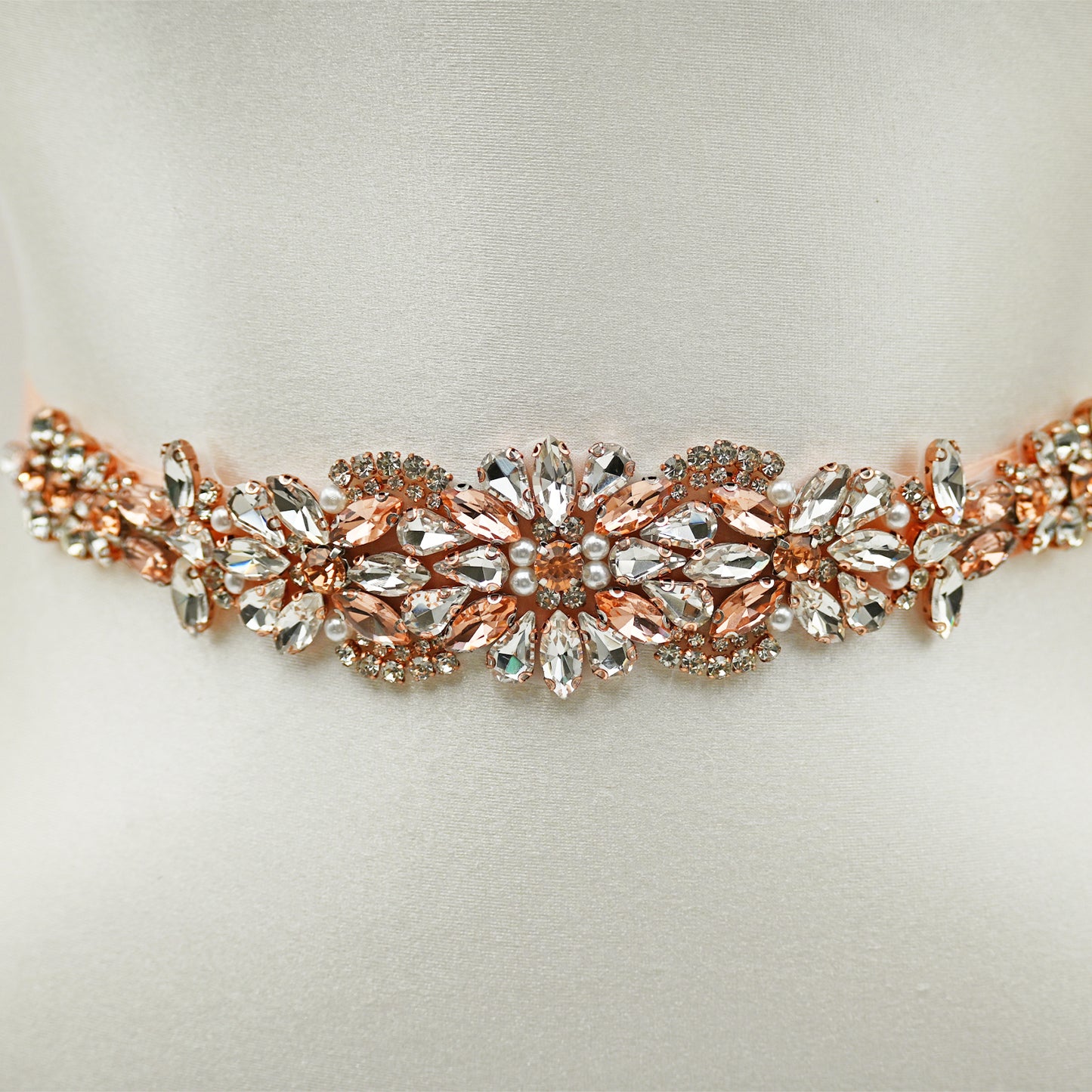Rose Gold Rhinestone Bridal Dress Belt for Wedding - Bridella BS423-RG