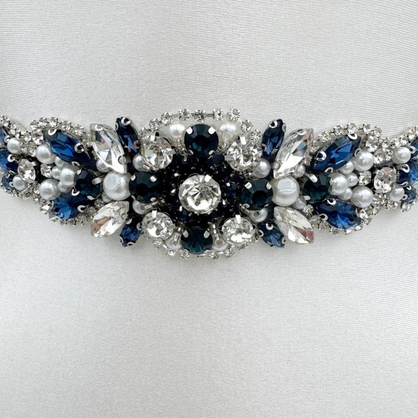 BS162ML navy rhinestone belt