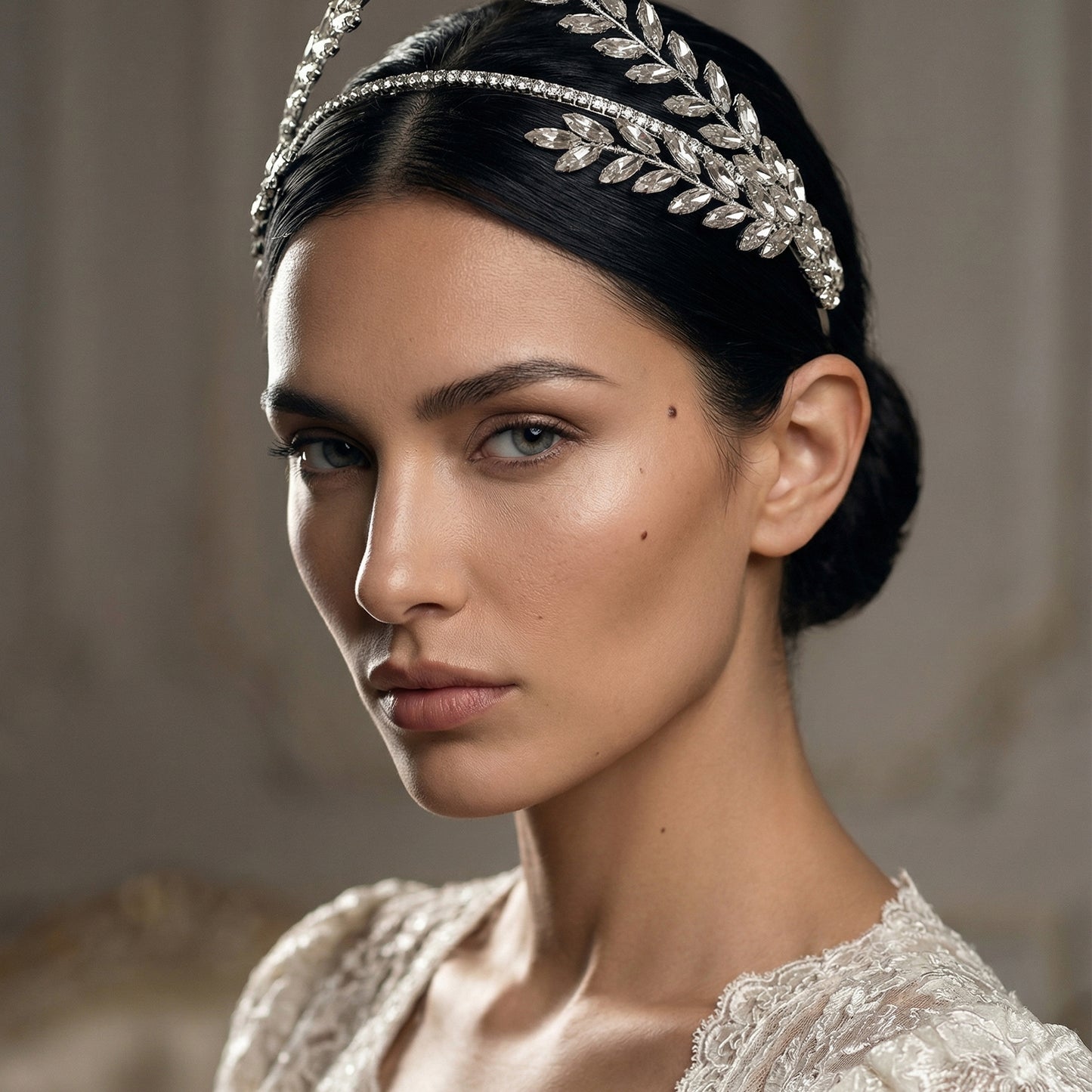Bridella BHP528-S Silver Rhinestone Headband
