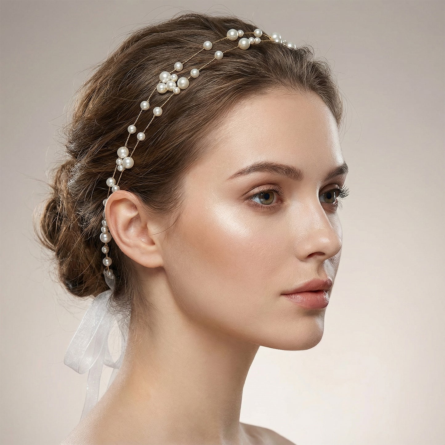Bridella BHP36 Gold Pearl Headband