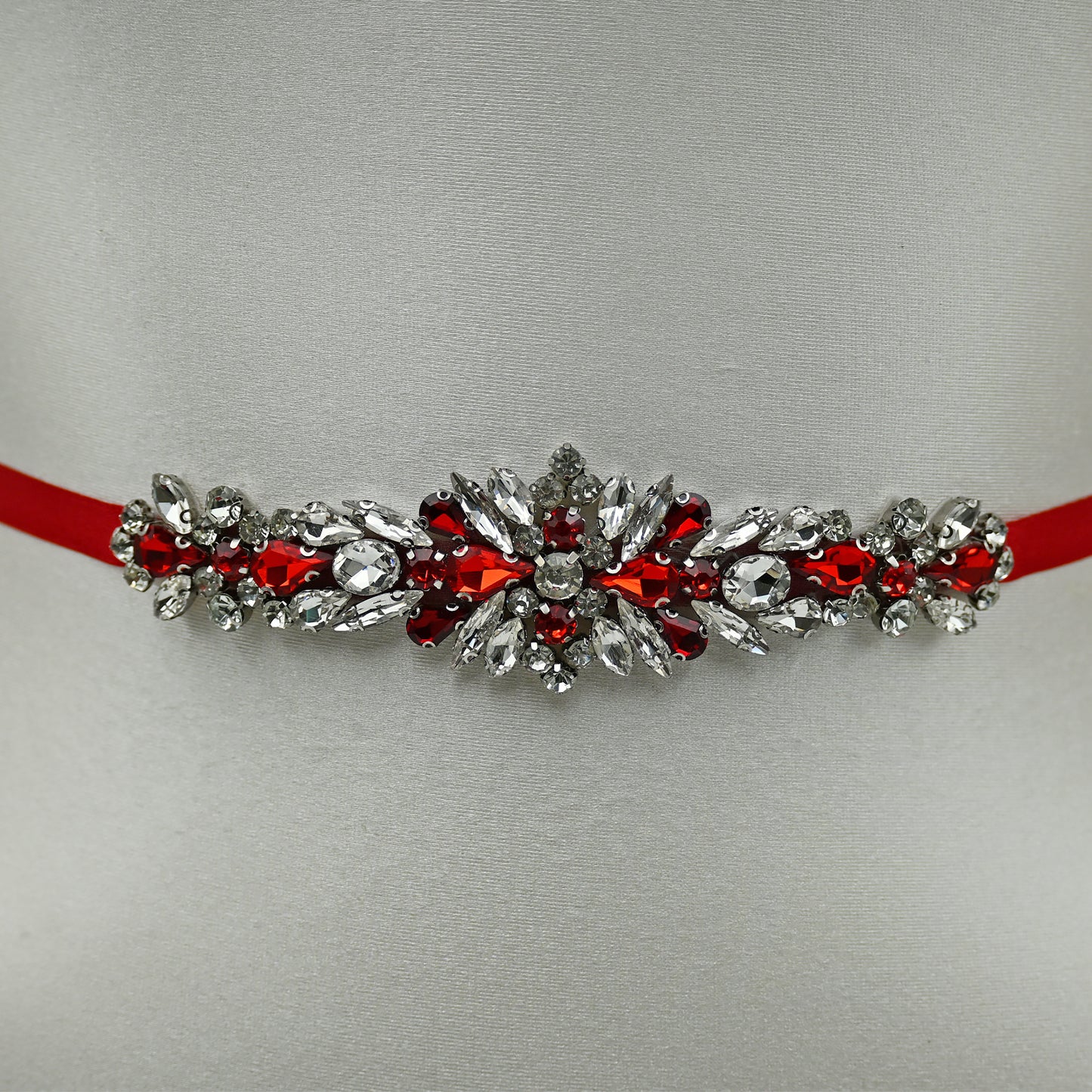 Bridella BS160R Red Rhinestone Belt