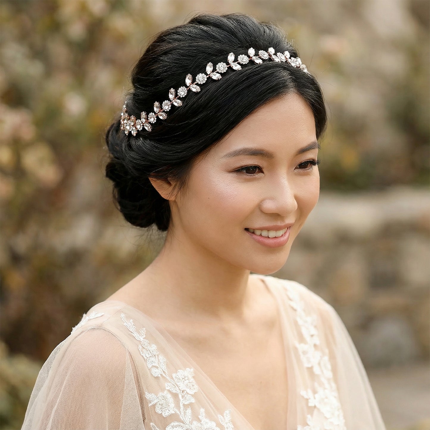 Bridella BHP309-G Gold Rhinestone Crown